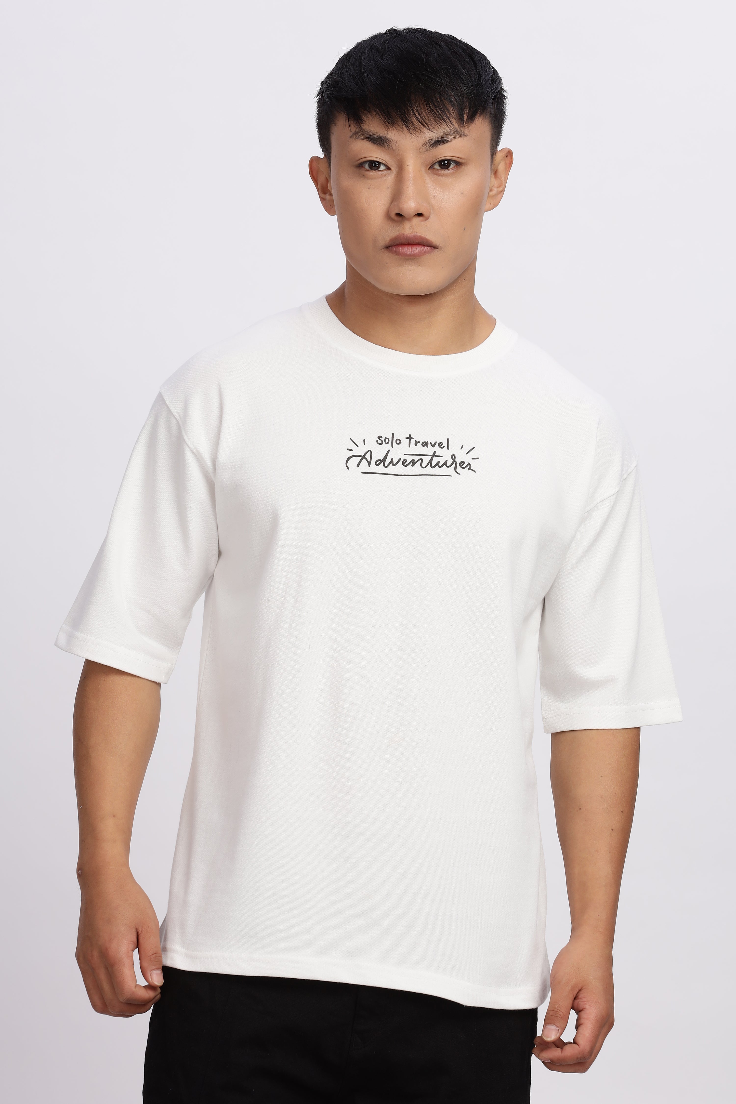 Avenster Men's White Cotton Oversized T-Shirt