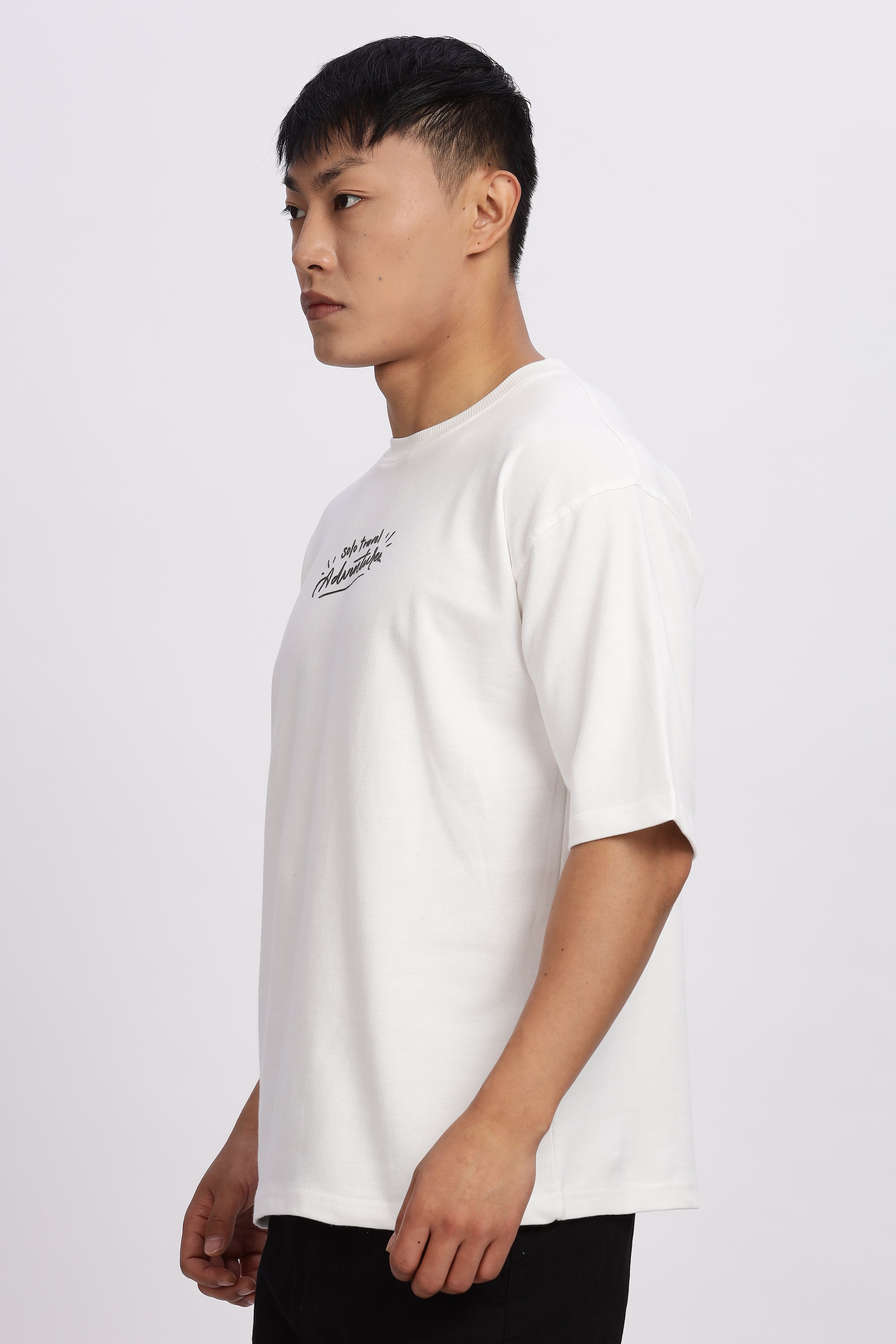 Avenster Men's White Cotton Oversized T-Shirt
