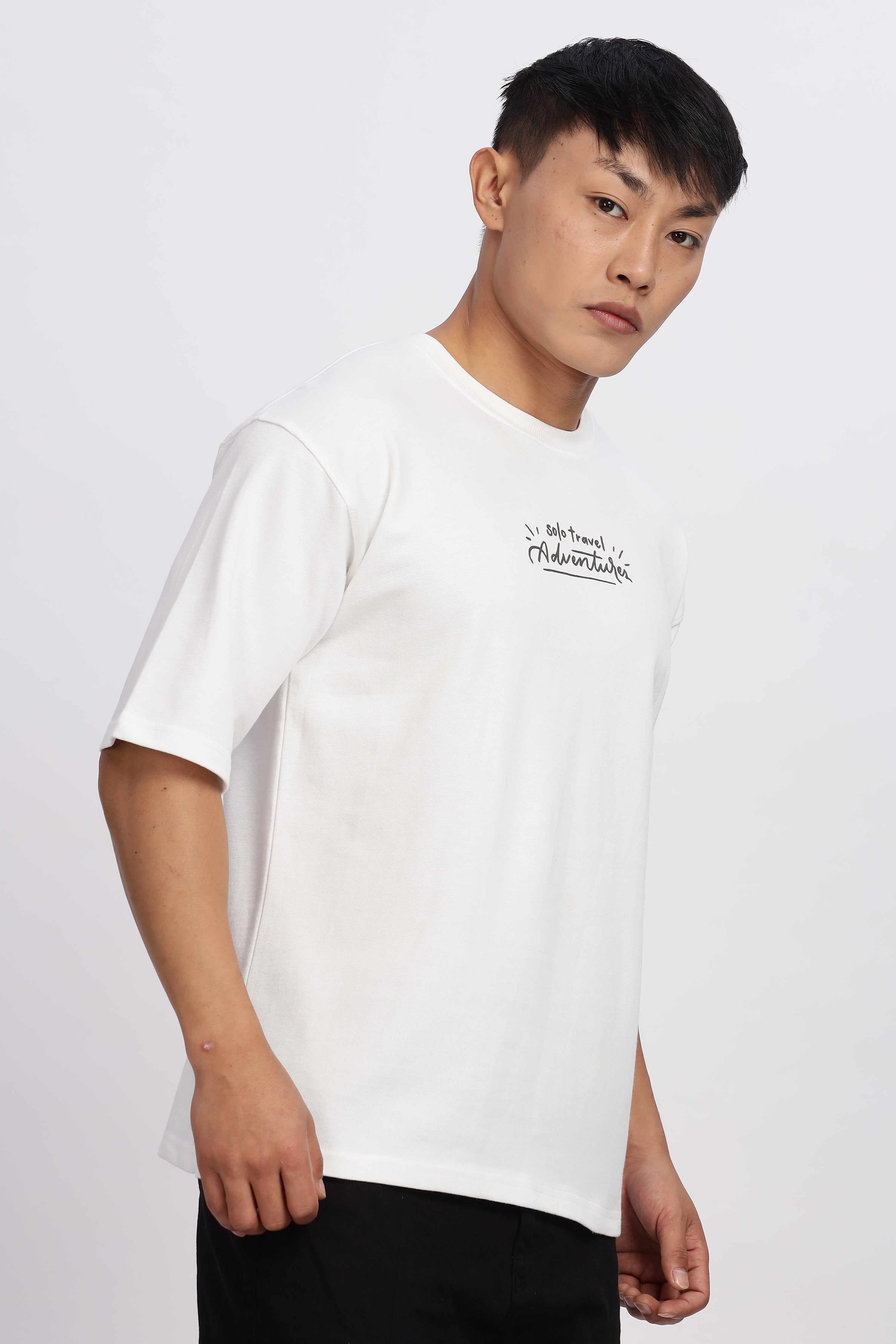 Avenster Men's White Cotton Oversized T-Shirt