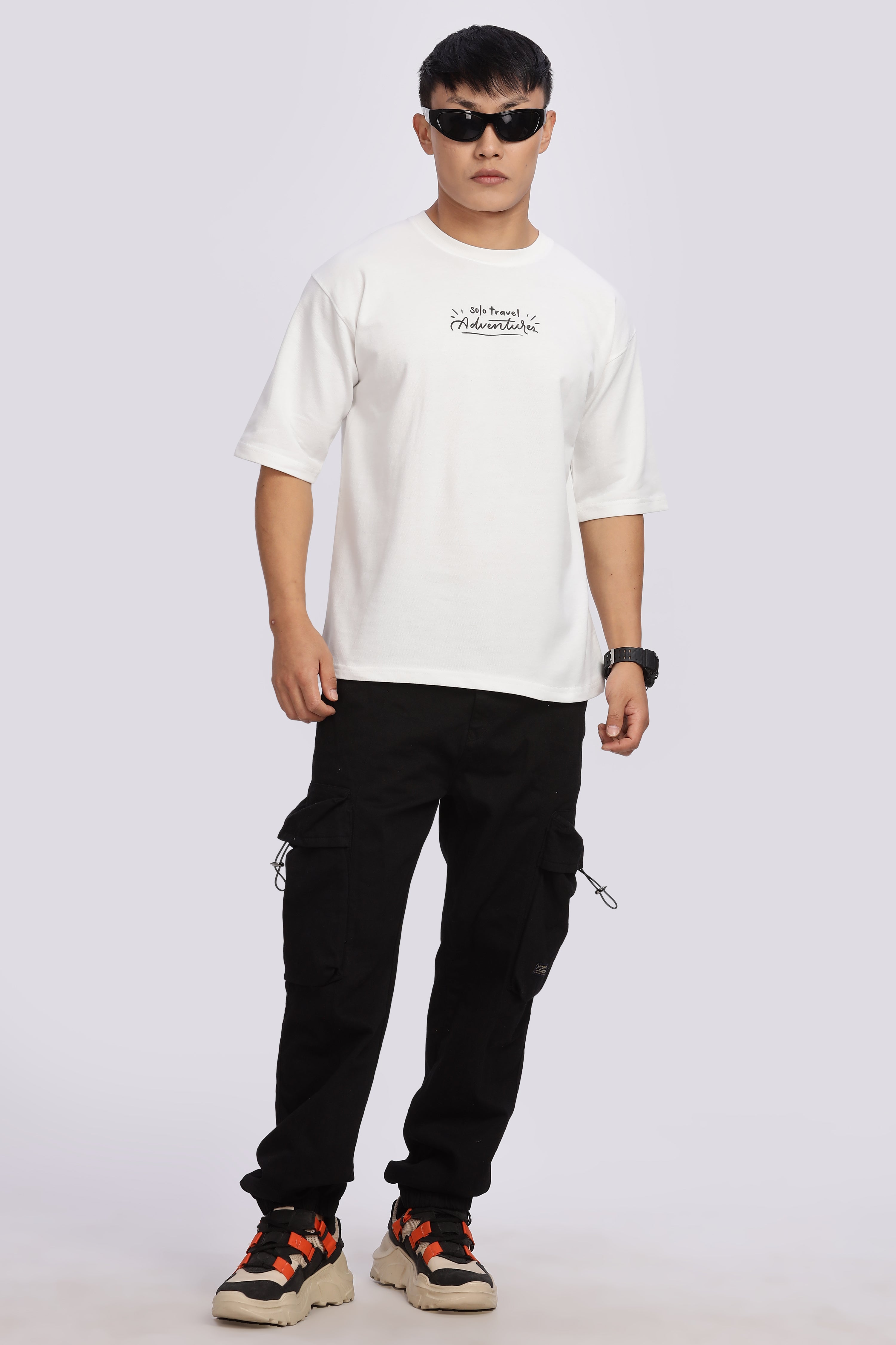 Avenster Men's White Cotton Oversized T-Shirt