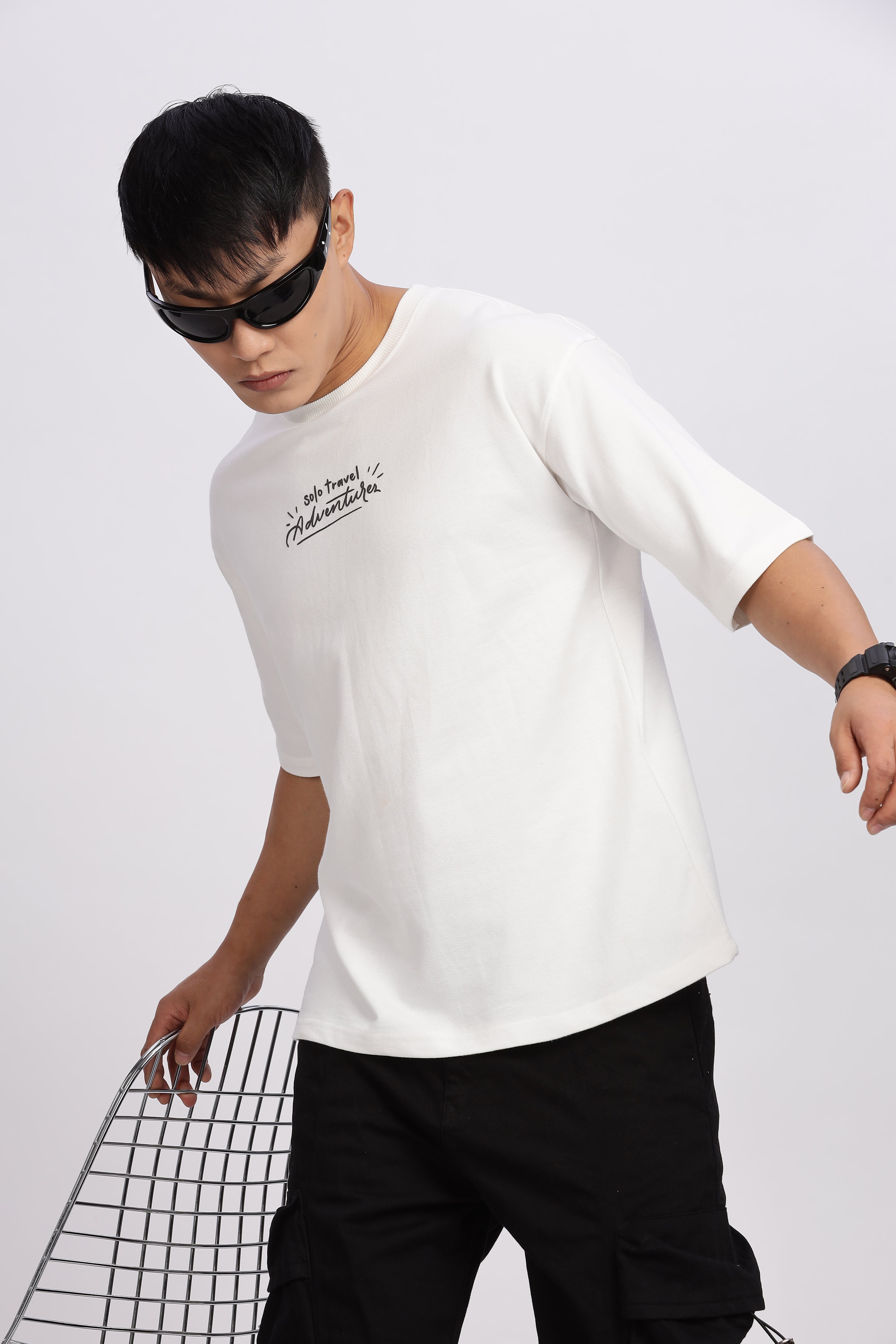 Avenster Men's White Cotton Oversized T-Shirt