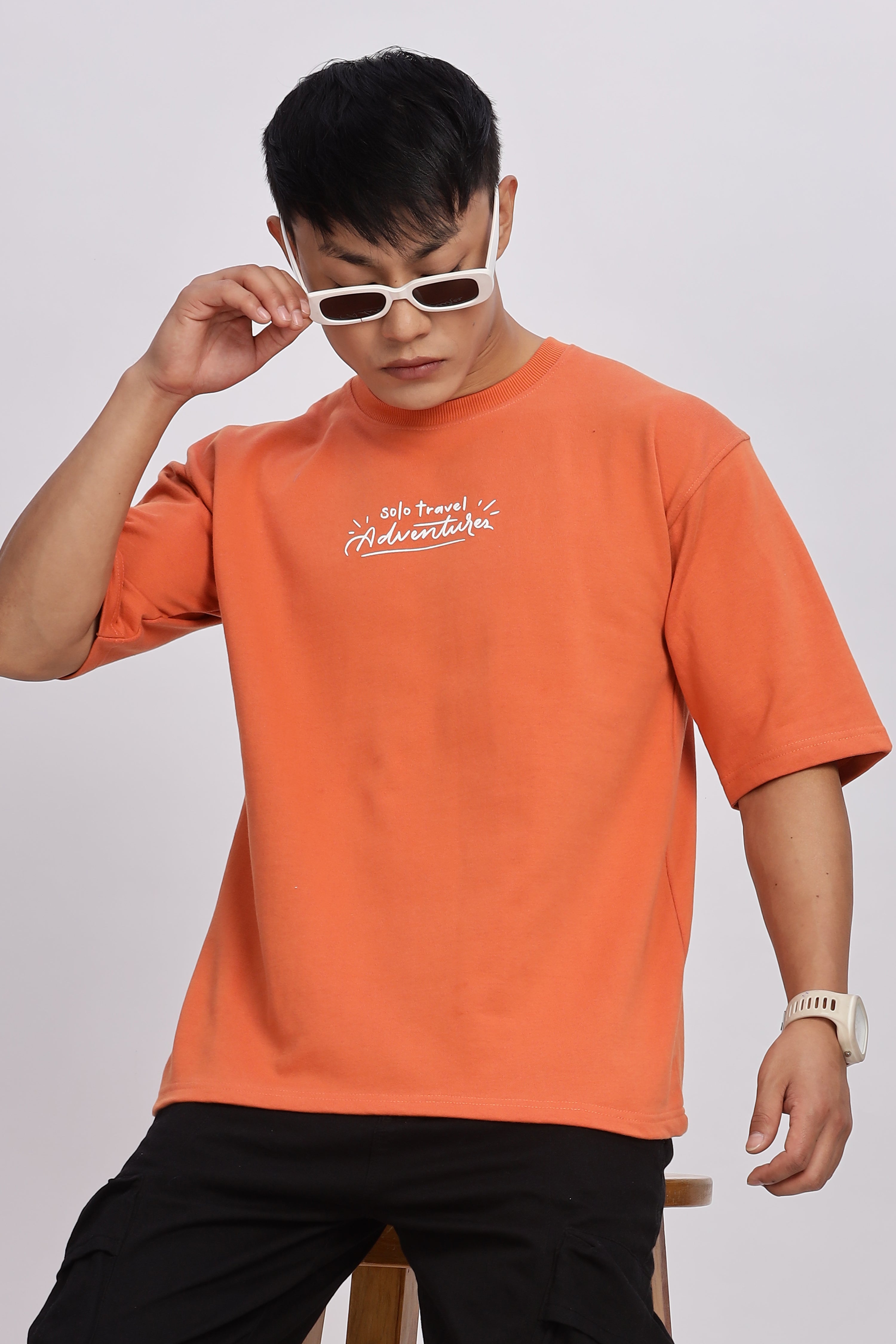 Avenster Men's Orange Cotton Oversized T-Shirt – Effortless Style and Ultimate Comfort