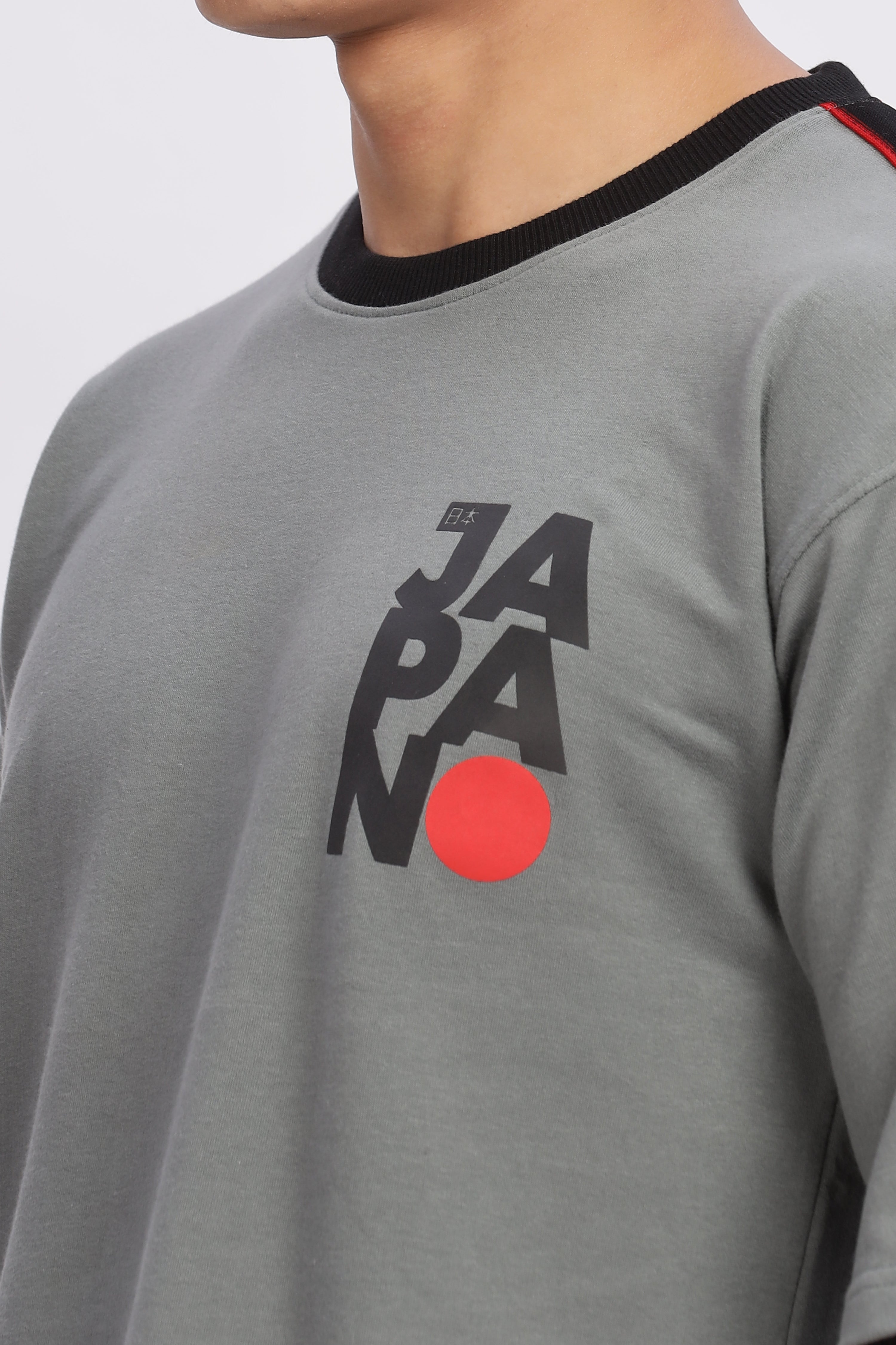 Avenster Men's Grey Cotton Oversized T-Shirt With Shoulder Tape