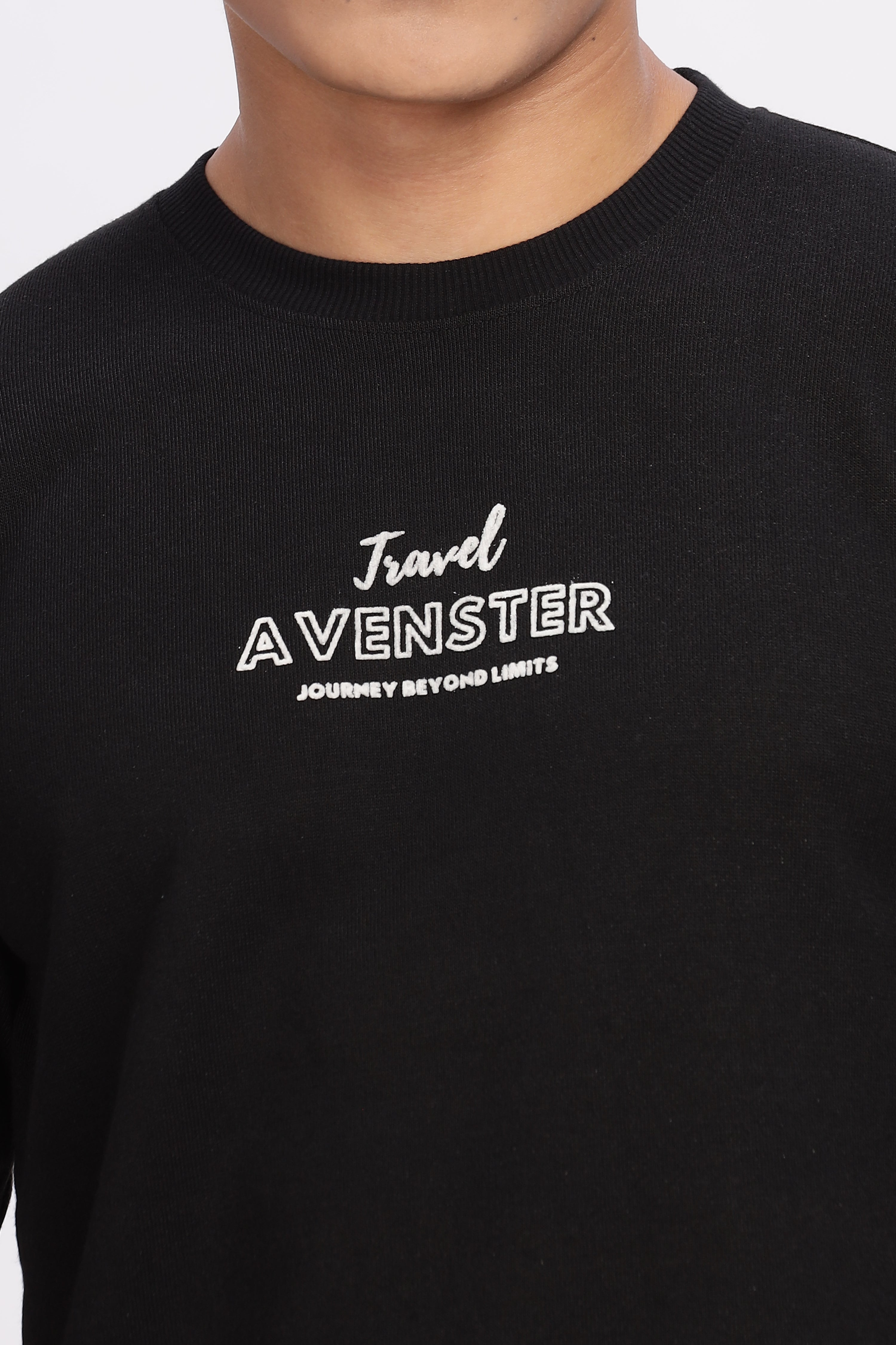Avenster Men's Black Print Cotton Oversized T-Shirt