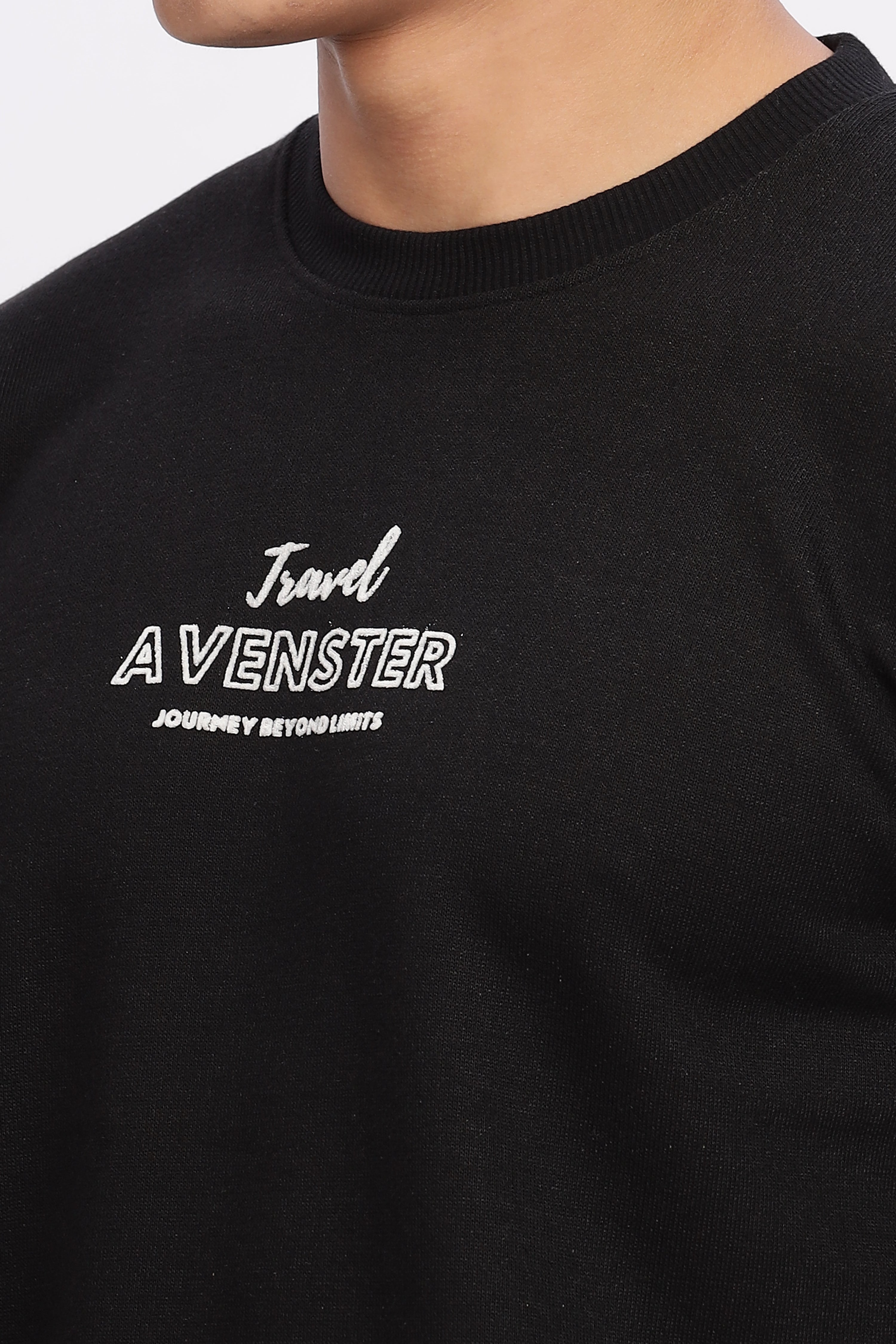 Avenster Men's Black Print Cotton Oversized T-Shirt