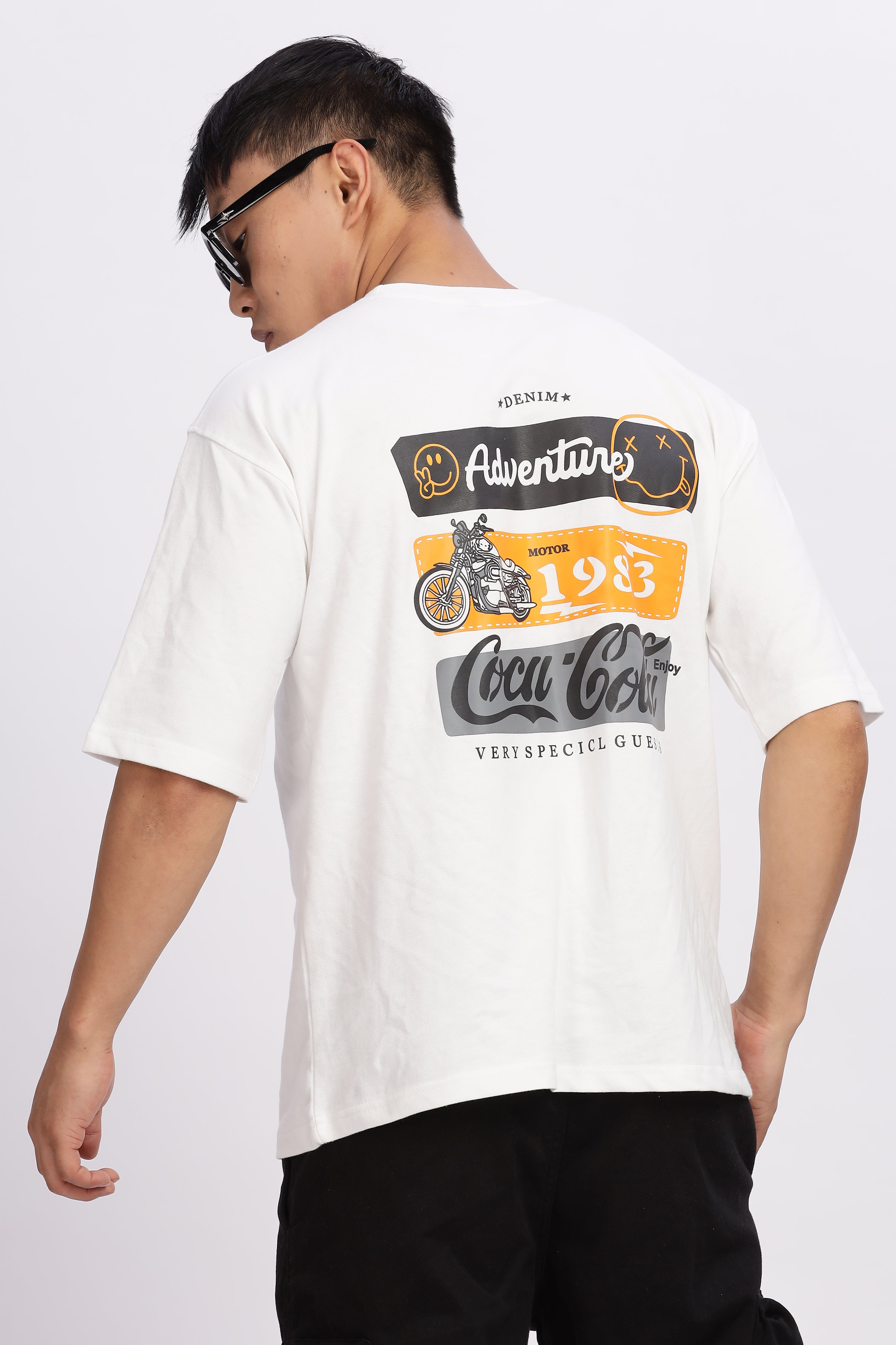 Avenster Men's White Cotton Oversized T-Shirt