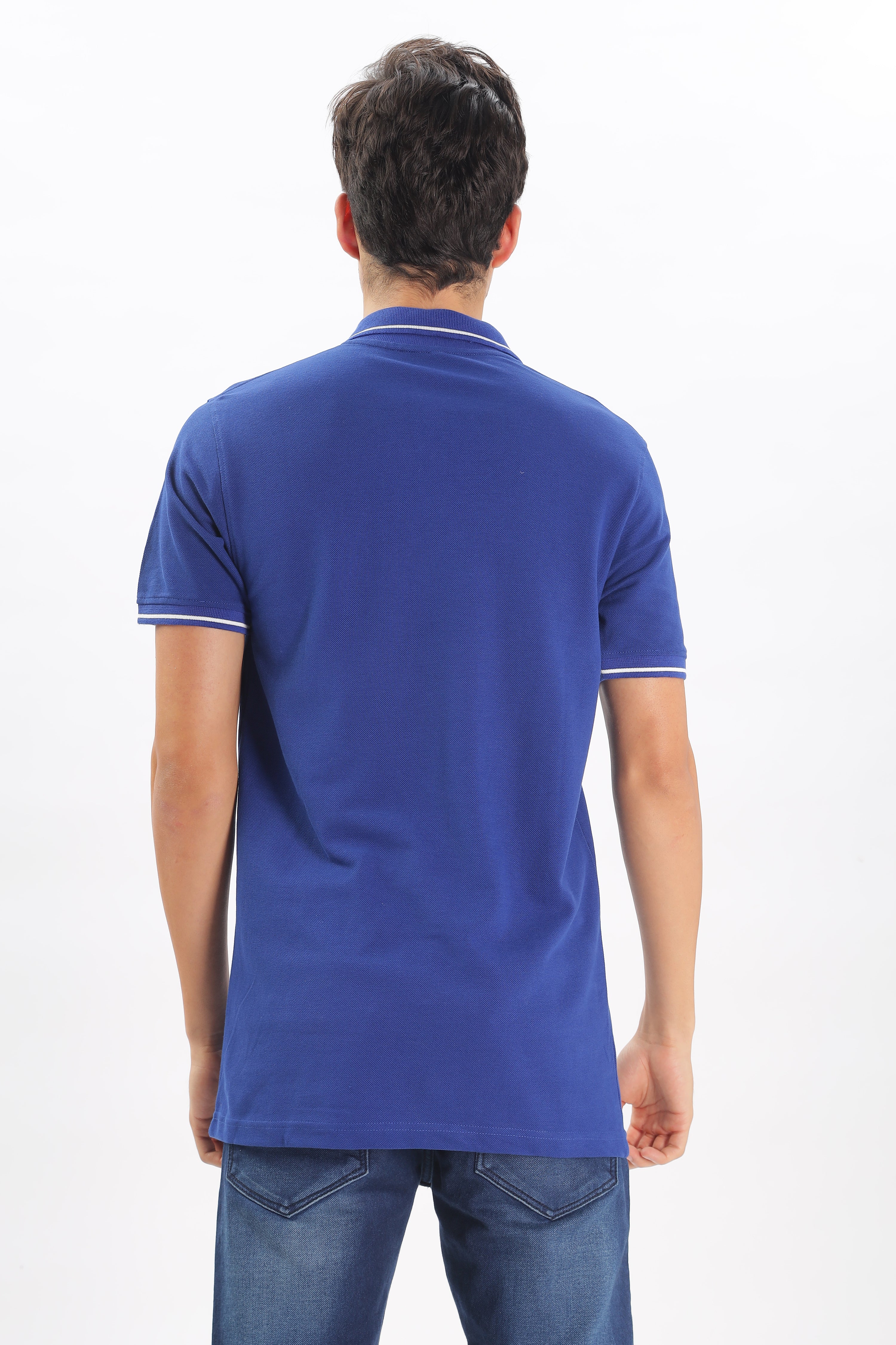 Avenster Men's Royal Blue Cotton Polo Shirt