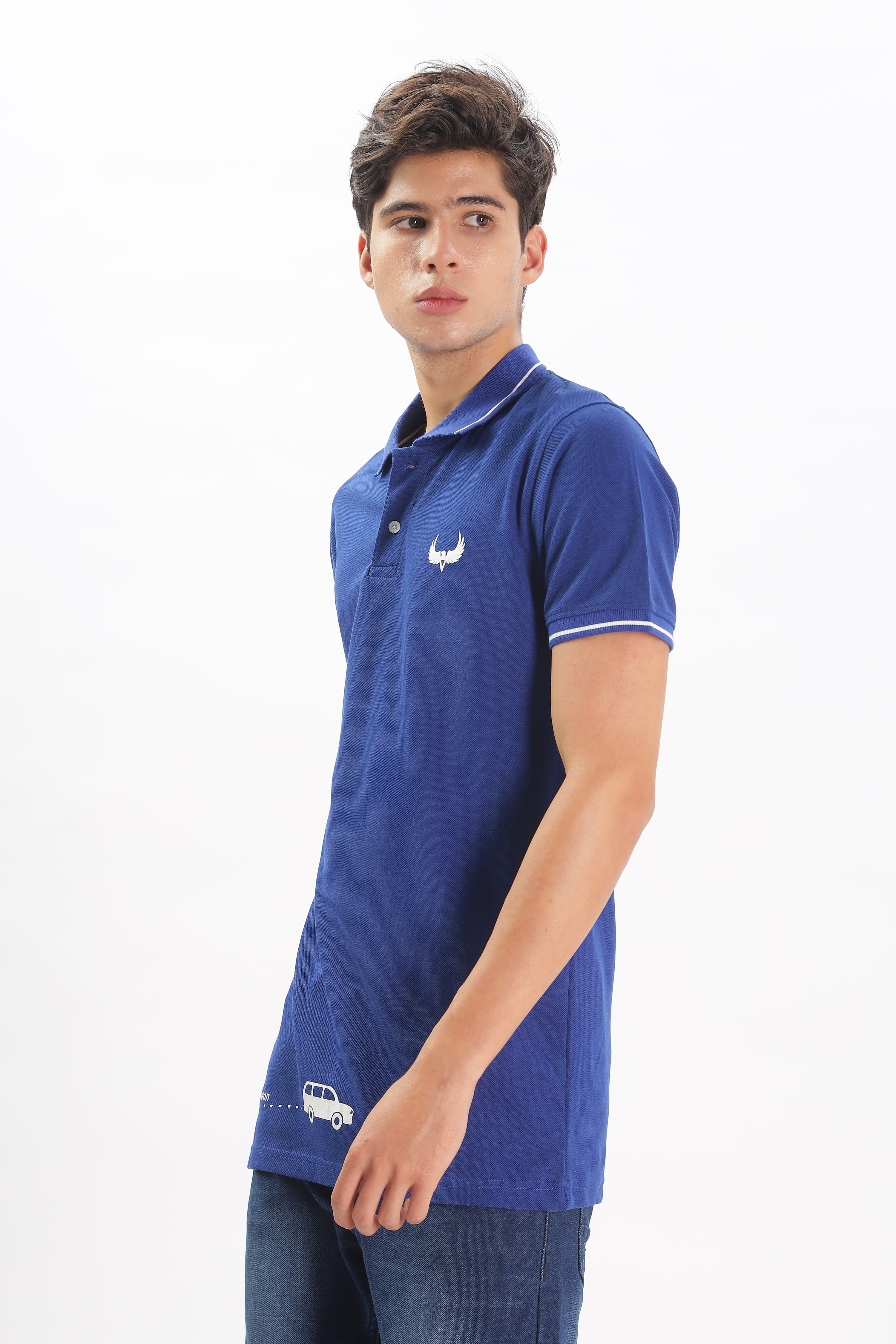 Avenster Men's Royal Blue Cotton Polo Shirt