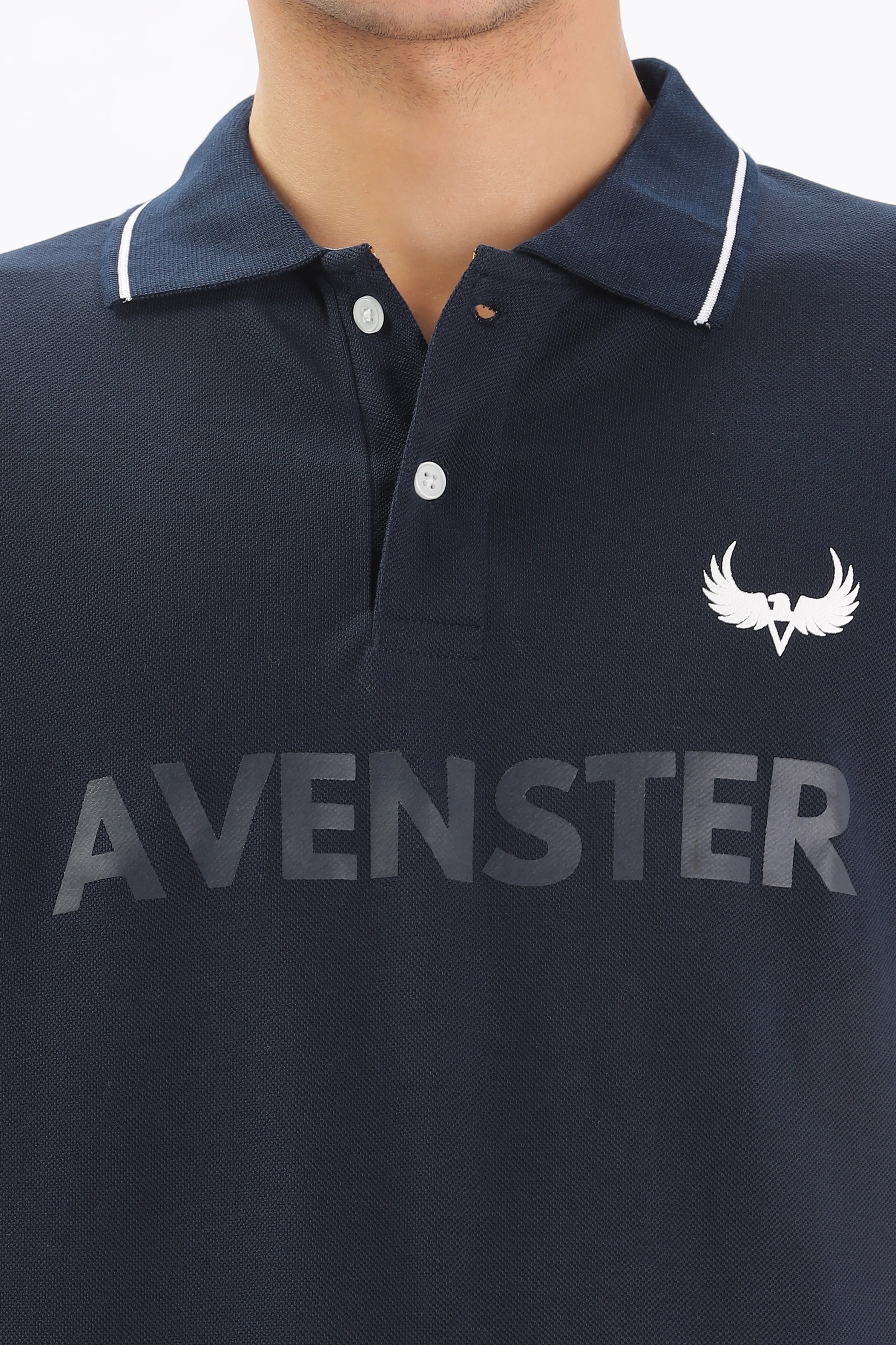 Avenster Men's Navy Blue Cotton Polo Shirt