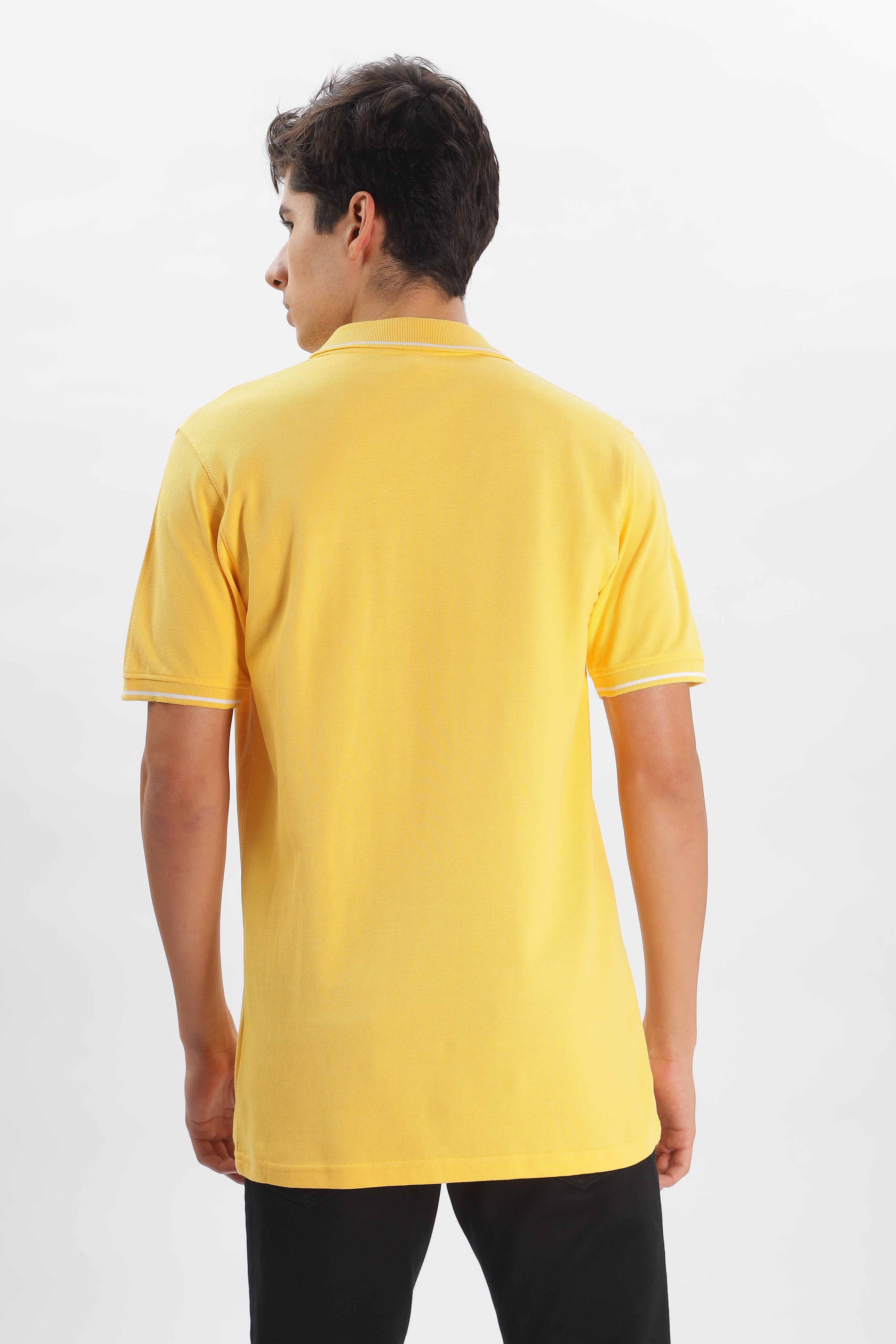Avenster Men's Yellow Cotton Polo Shirt