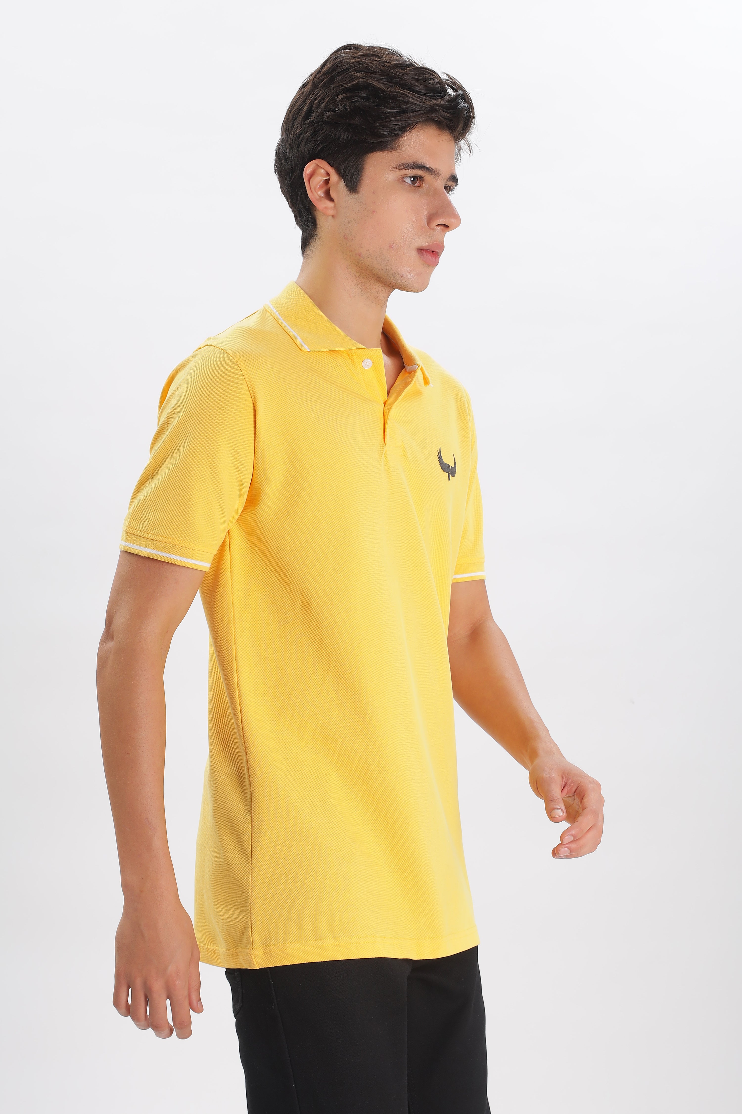 Avenster Men's Yellow Cotton Polo Shirt