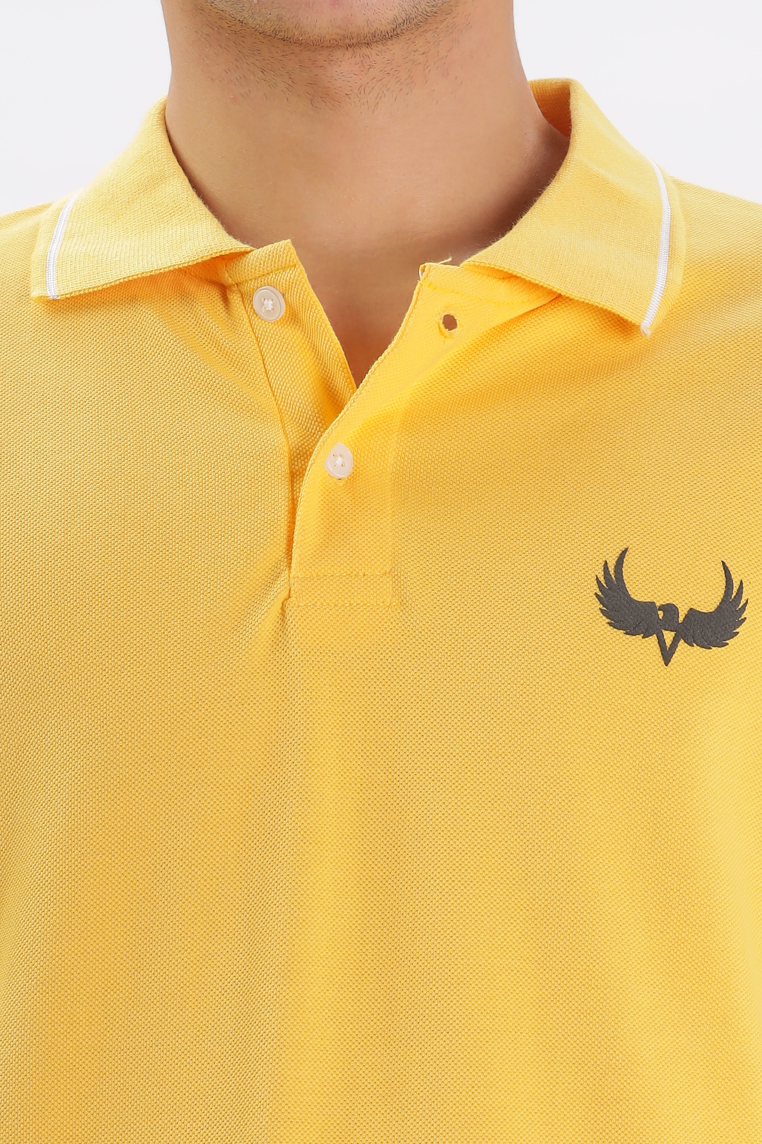 Avenster Men's Yellow Cotton Polo Shirt