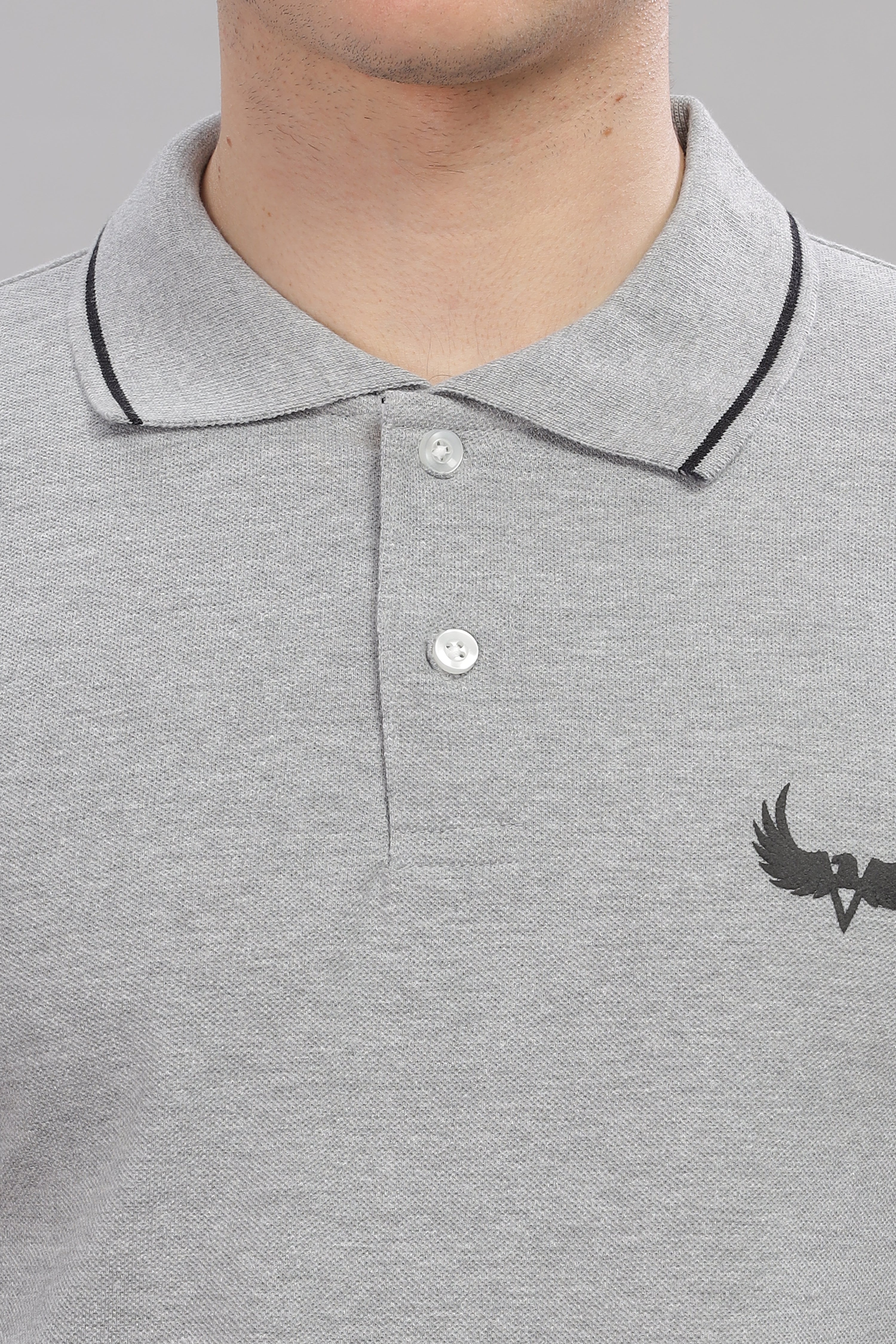Avenster Men's Grey Cotton Polo Shirt
