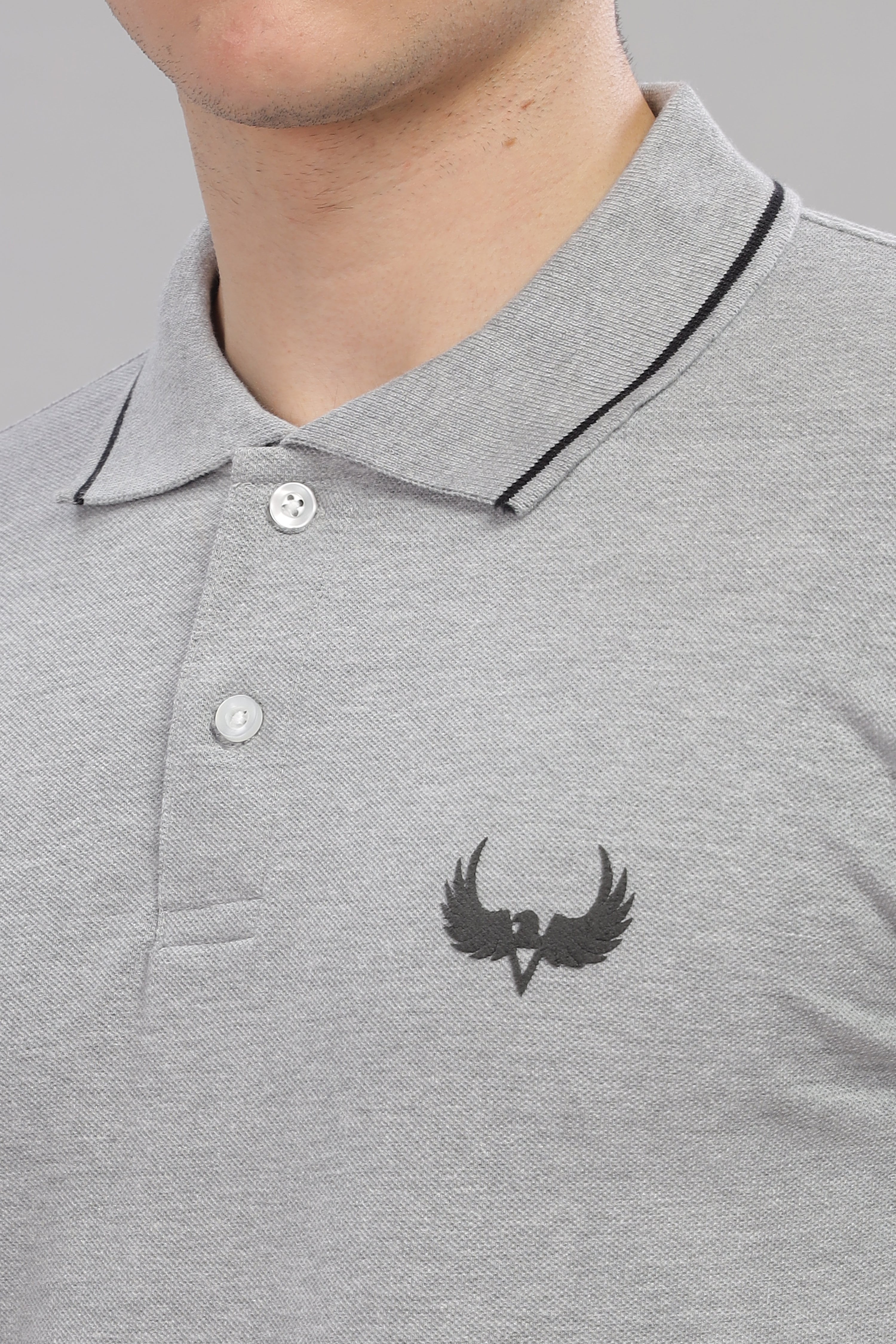 Avenster Men's Grey Cotton Polo Shirt