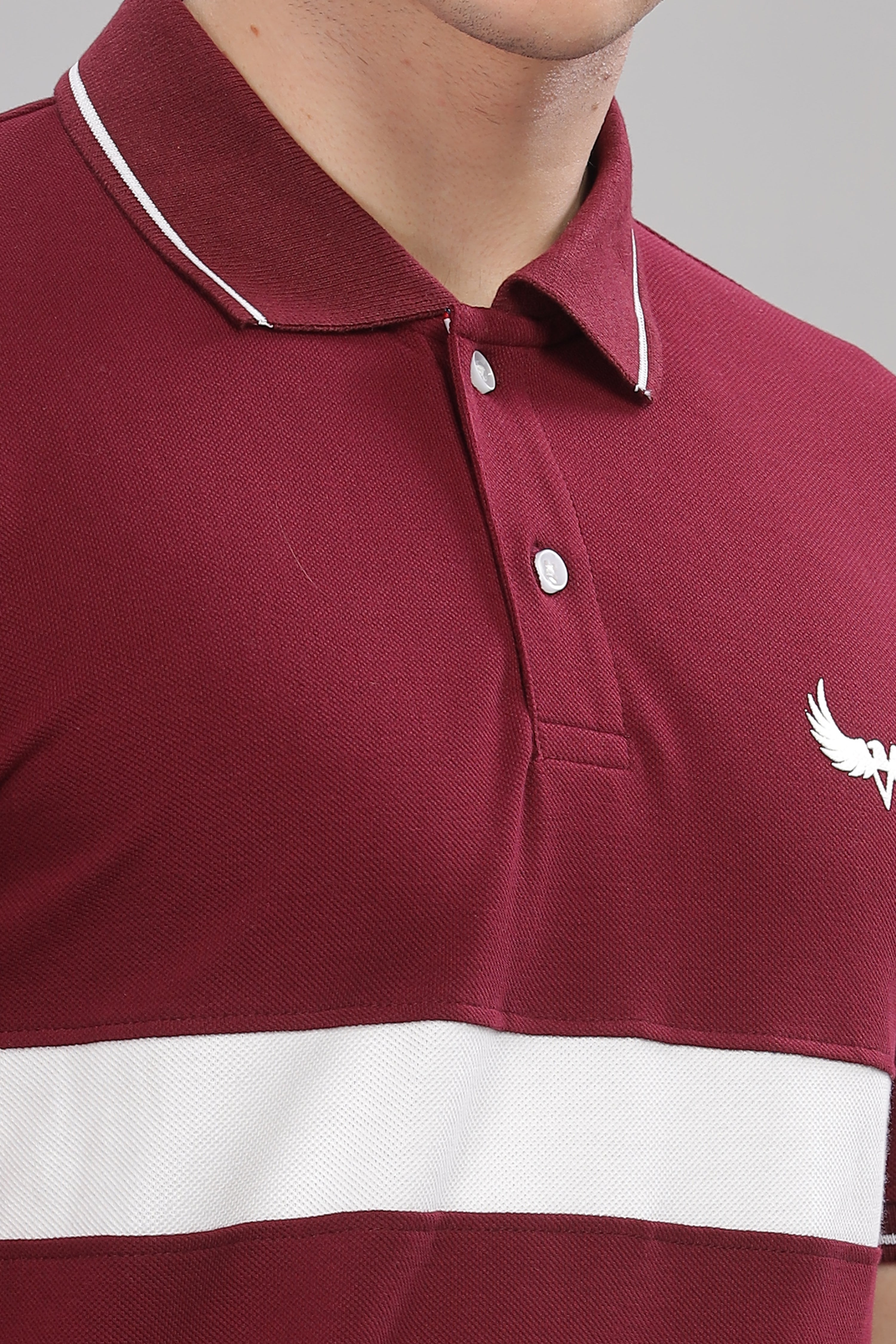 Avenster Men's Maroon Cotton Polo Shirt with White Chest Patch