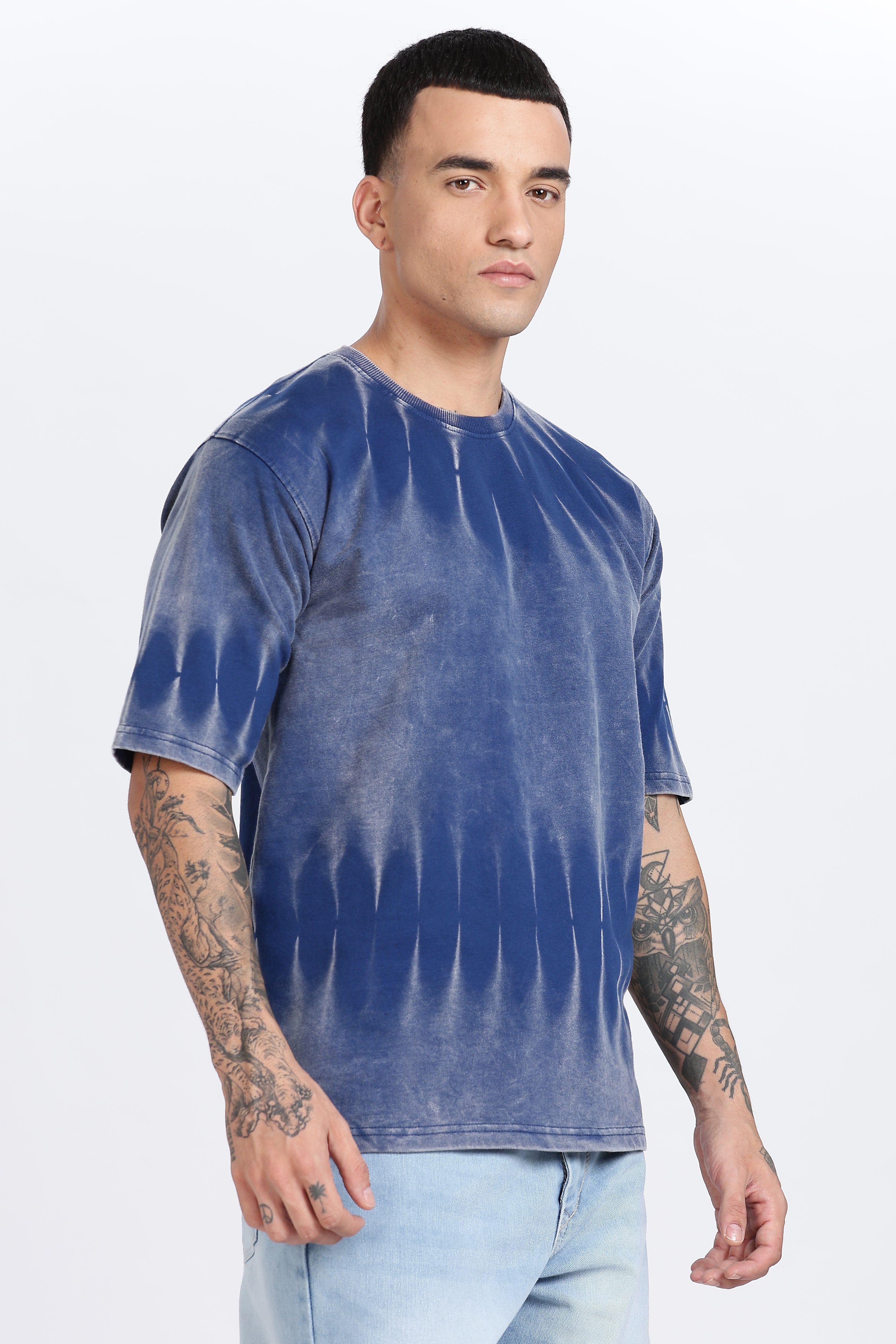 Avenster Oversized Blue Acid Washed  240 GSM T-shirt
