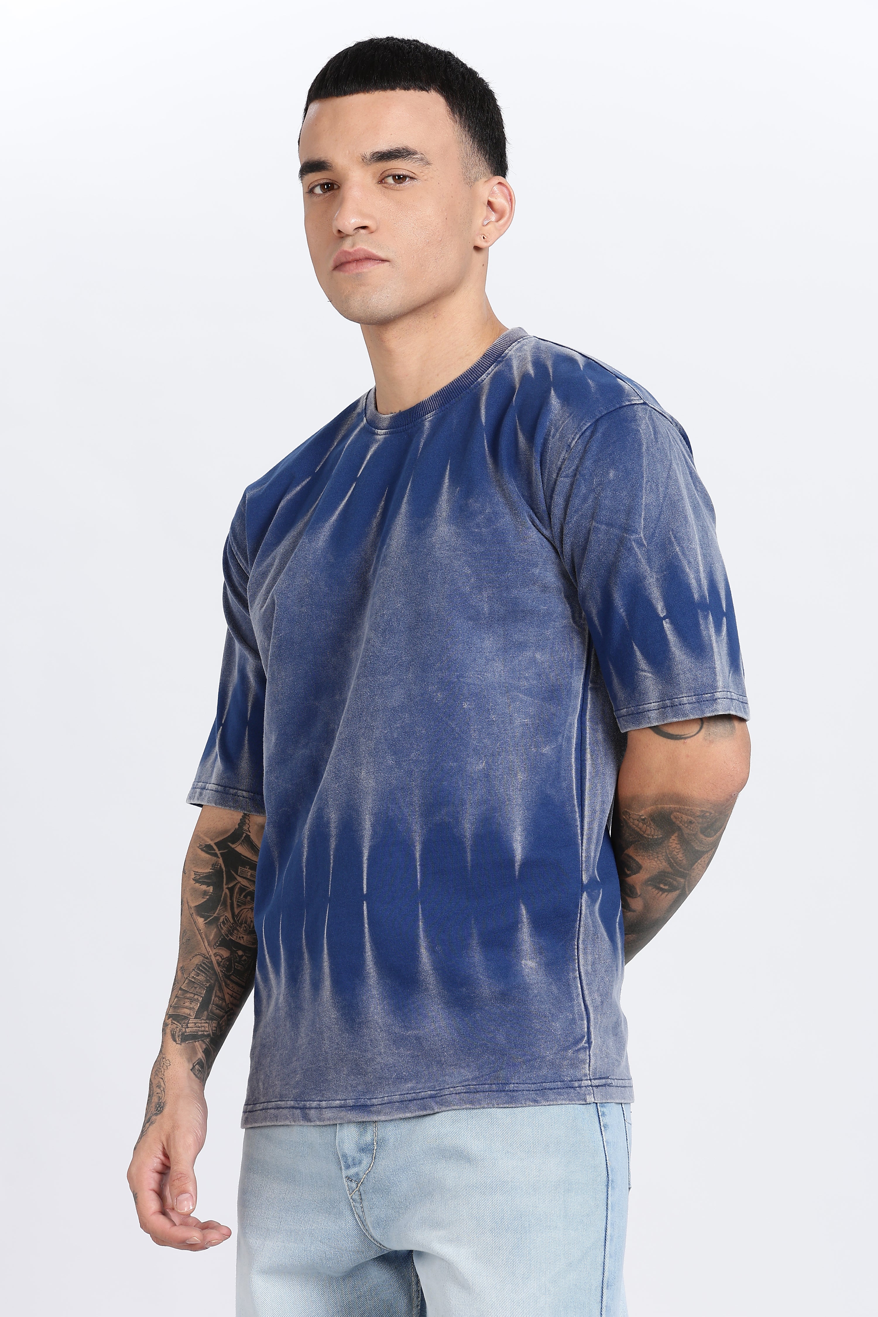 Avenster Oversized Blue Acid Washed  240 GSM T-shirt