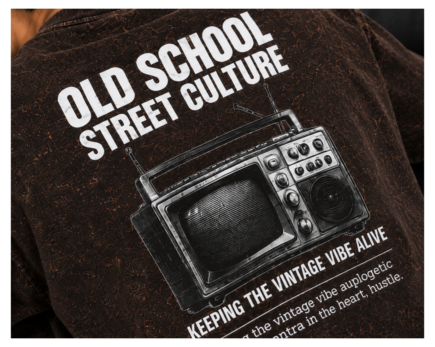 Old School Street Culture Acid Wash Oversized Tee