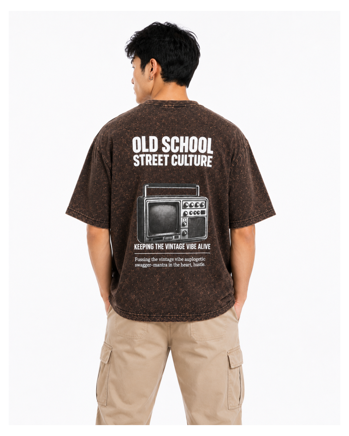 Old School Street Culture Acid Wash Oversized Tee