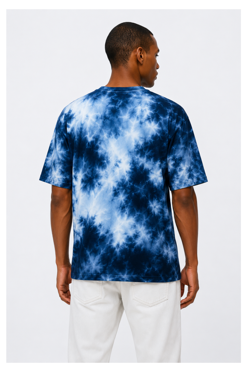 Avenster Relaxed Fit Blue & Sky Blue Tie-Dye Oversized Tee