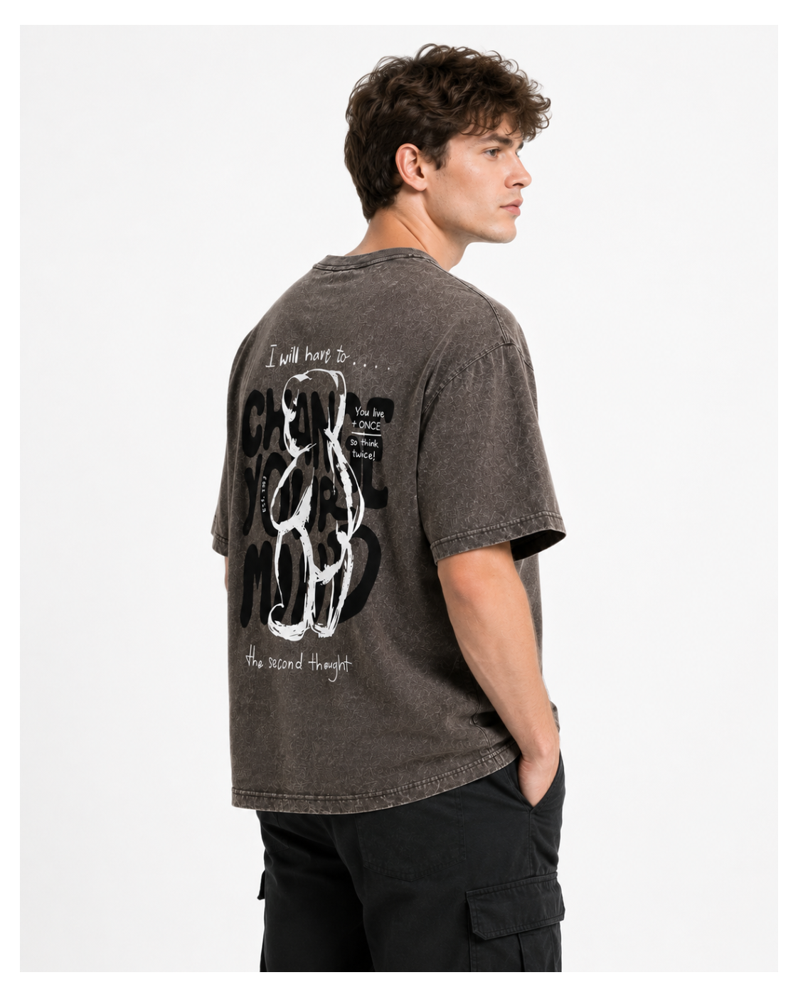 Good Vibes Acid Wash Oversized Tee