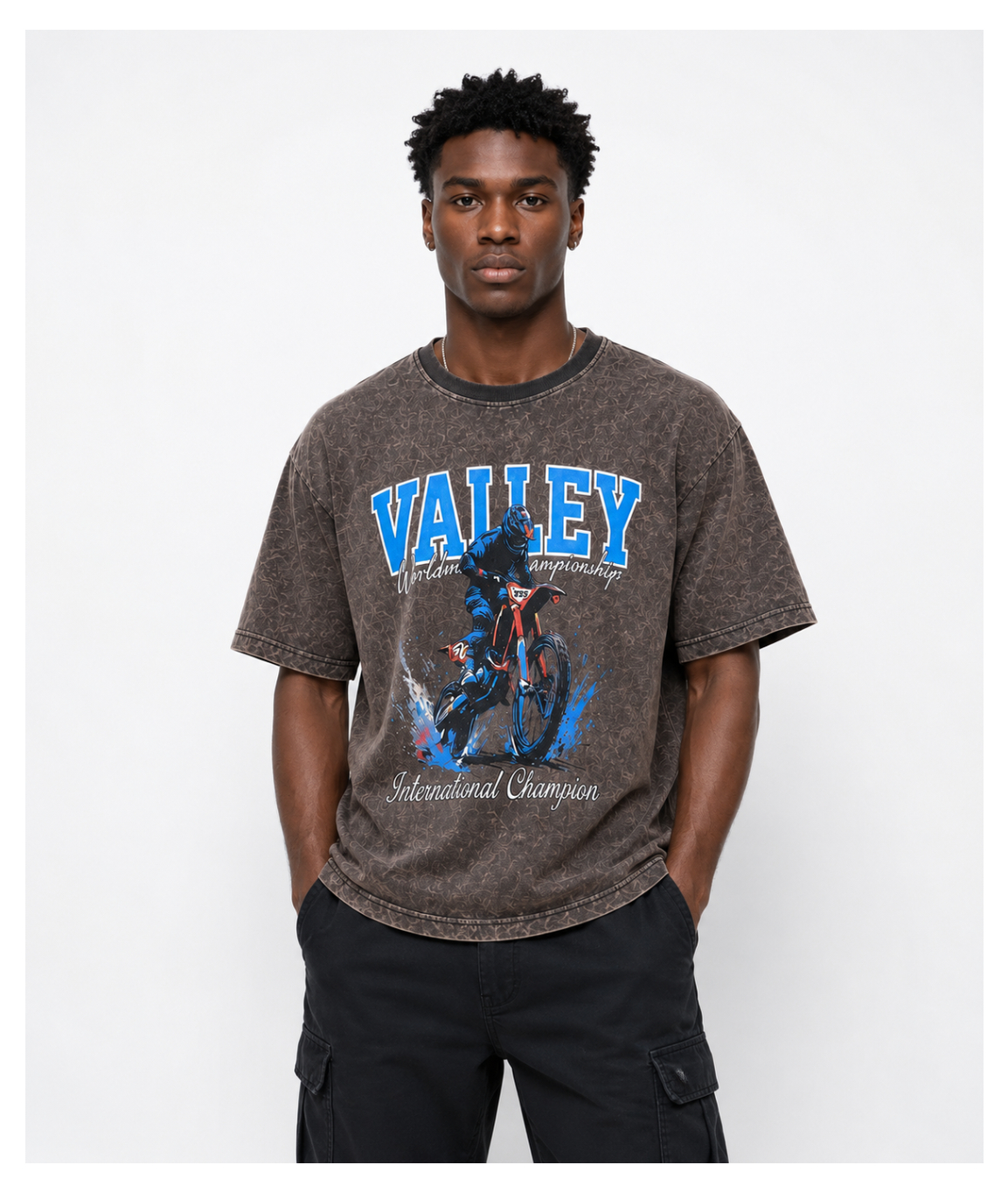 Valley Rider Acid Wash Oversized Tee