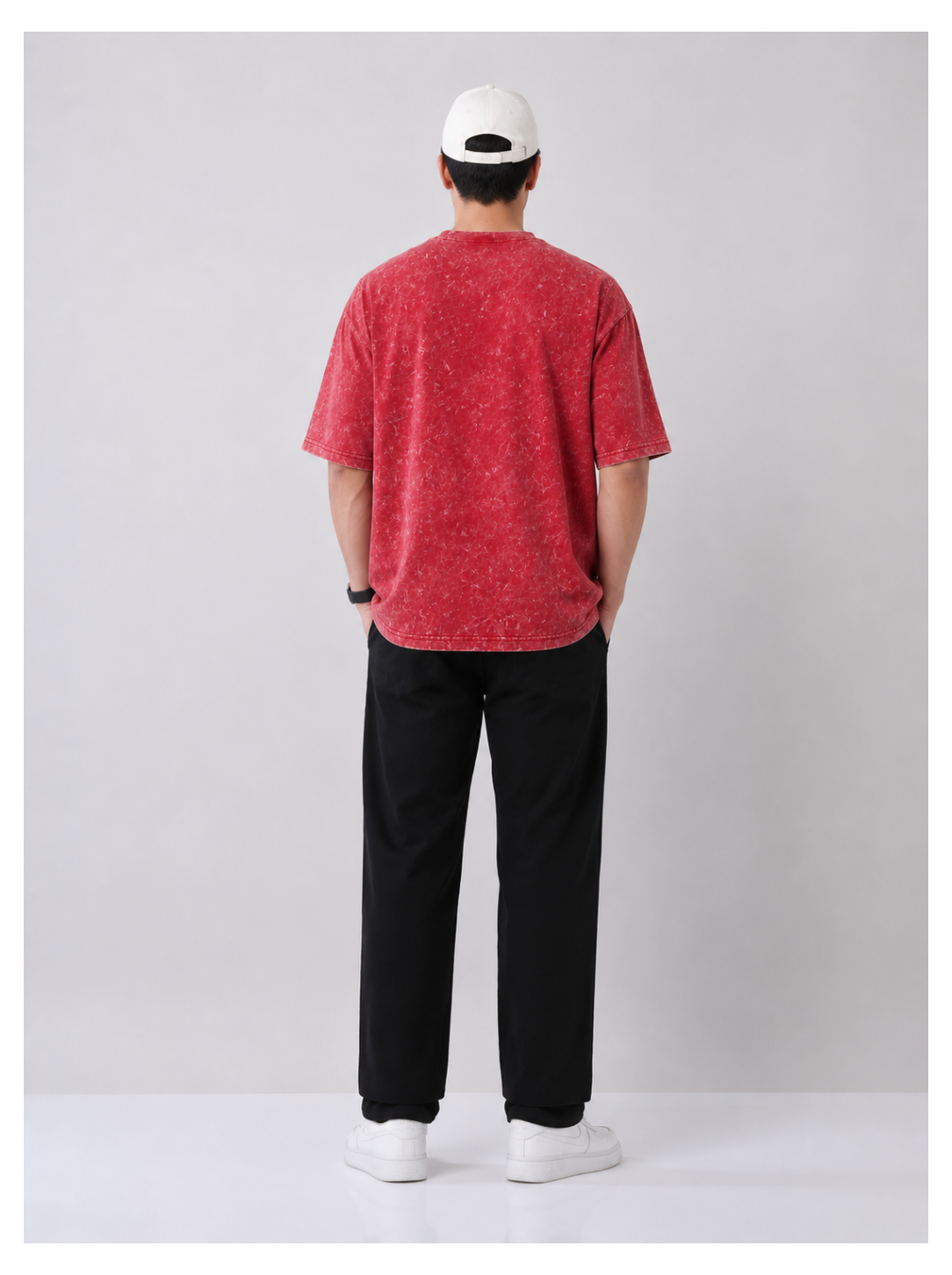 Crimson Fade Acid Wash Oversized T-Shirt