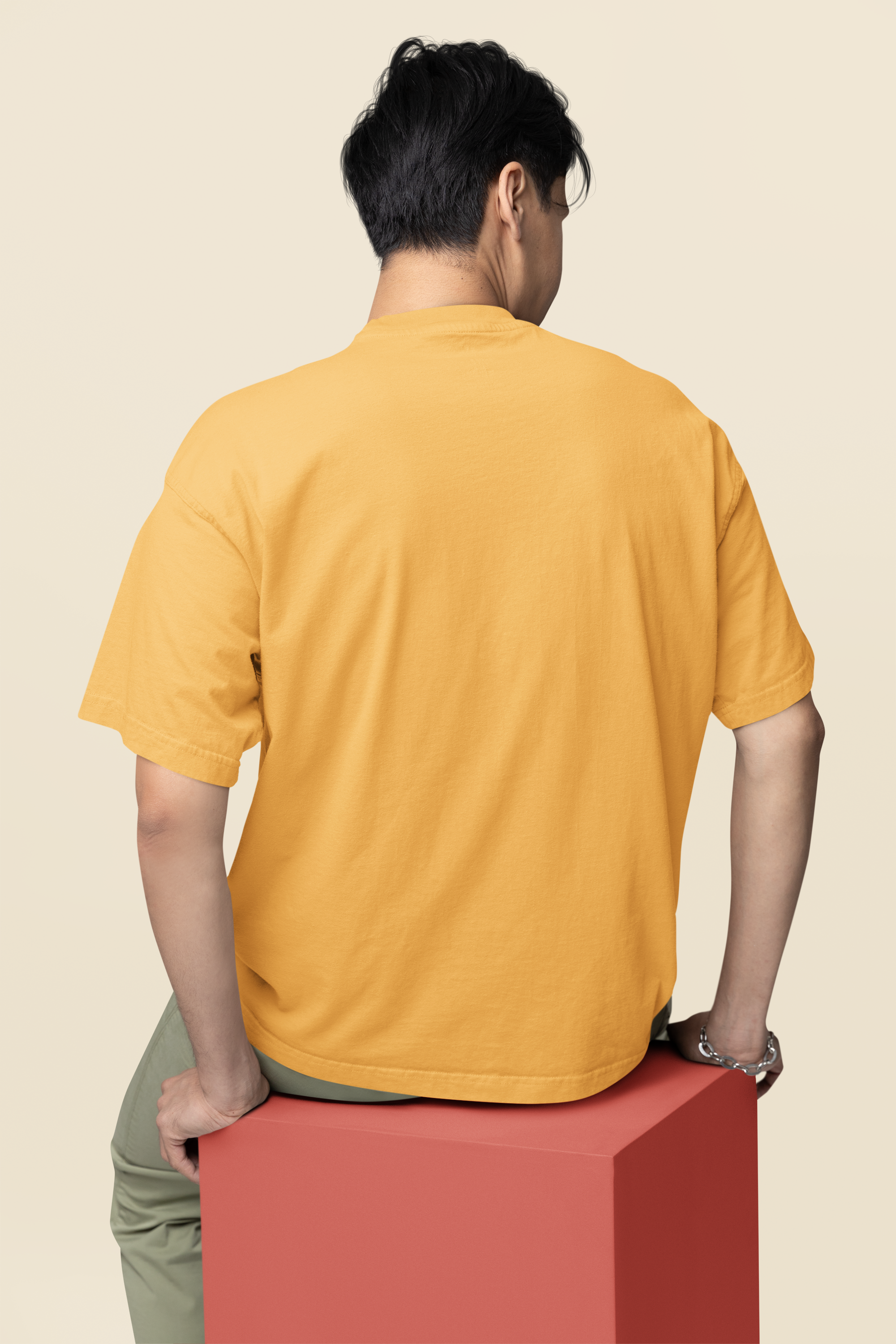 Avenster Mustard Oversized Cotton T-Shirt – French Terry, 240 GSM