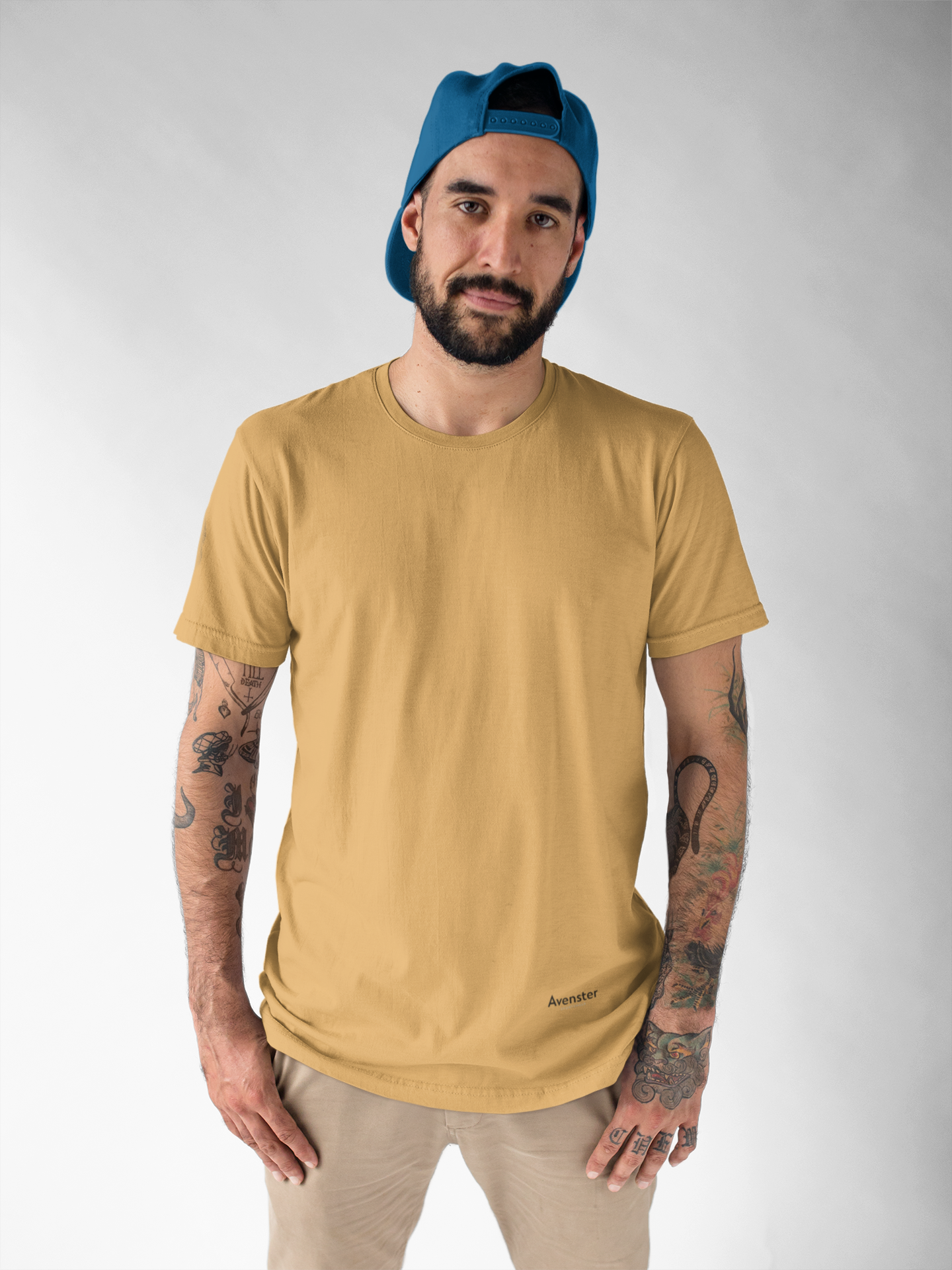 Avenster Light Brown Unisex Solid Cotton Crew Neck T-shirt (No Print or Logo)