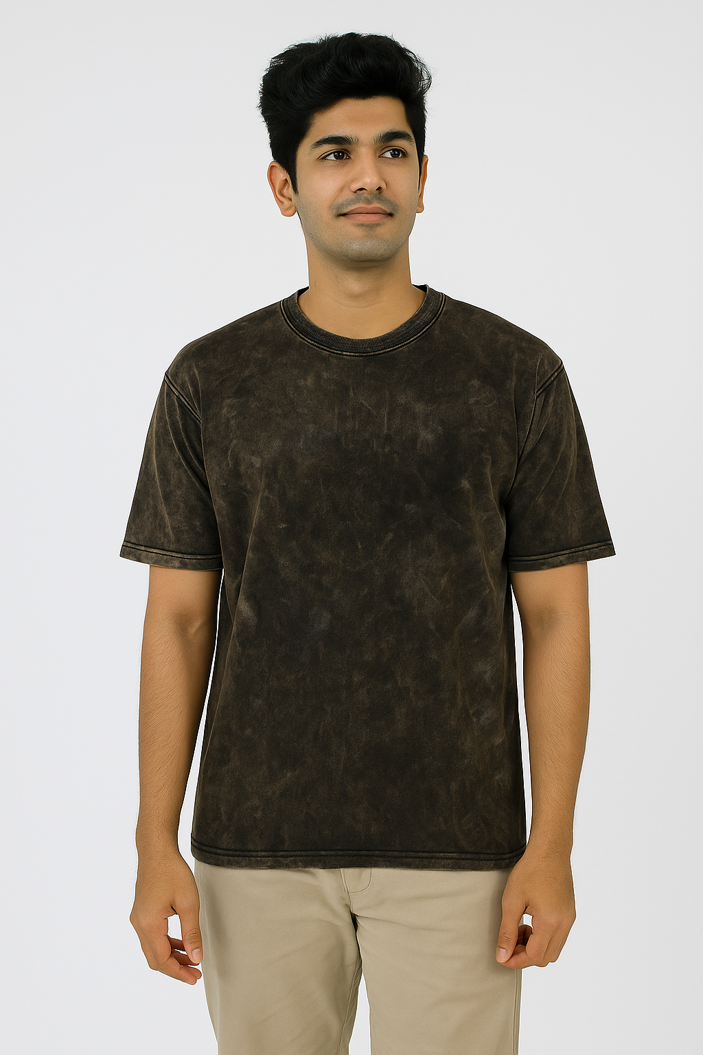 Avenster Oversize Acid washed Oversized T-shirt 240 GSM (Dark Brown)