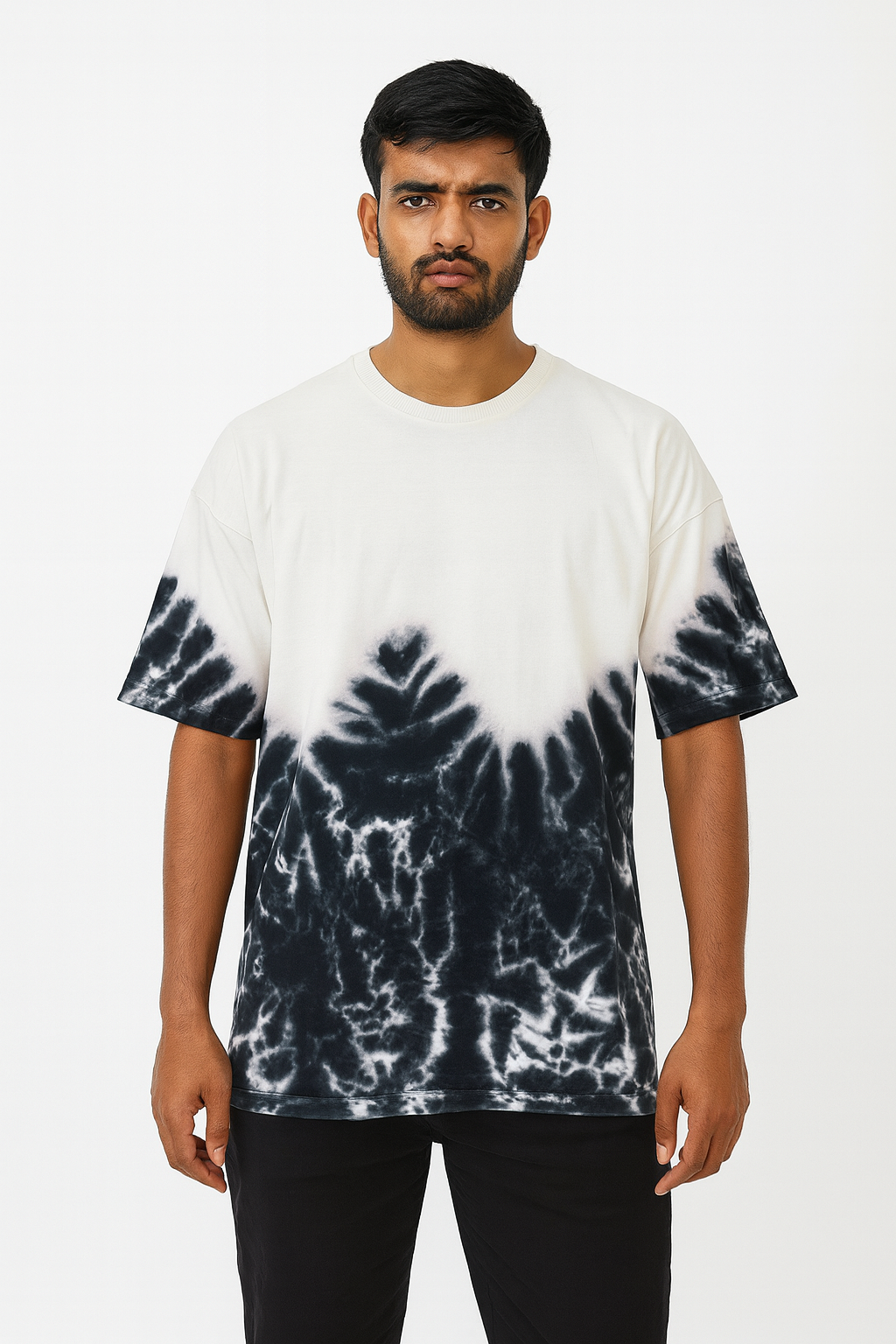Avenster Classic Black Tie-Dye Oversized Tee for Everyday Style