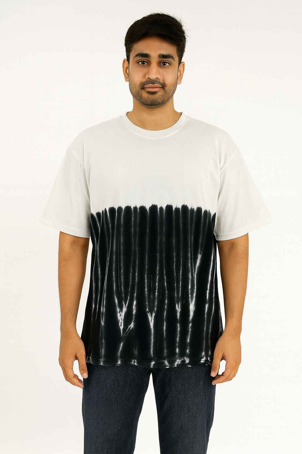 Avenster Premium Black Tie-Dye Oversized T-Shirt – Heavyweight Cotton