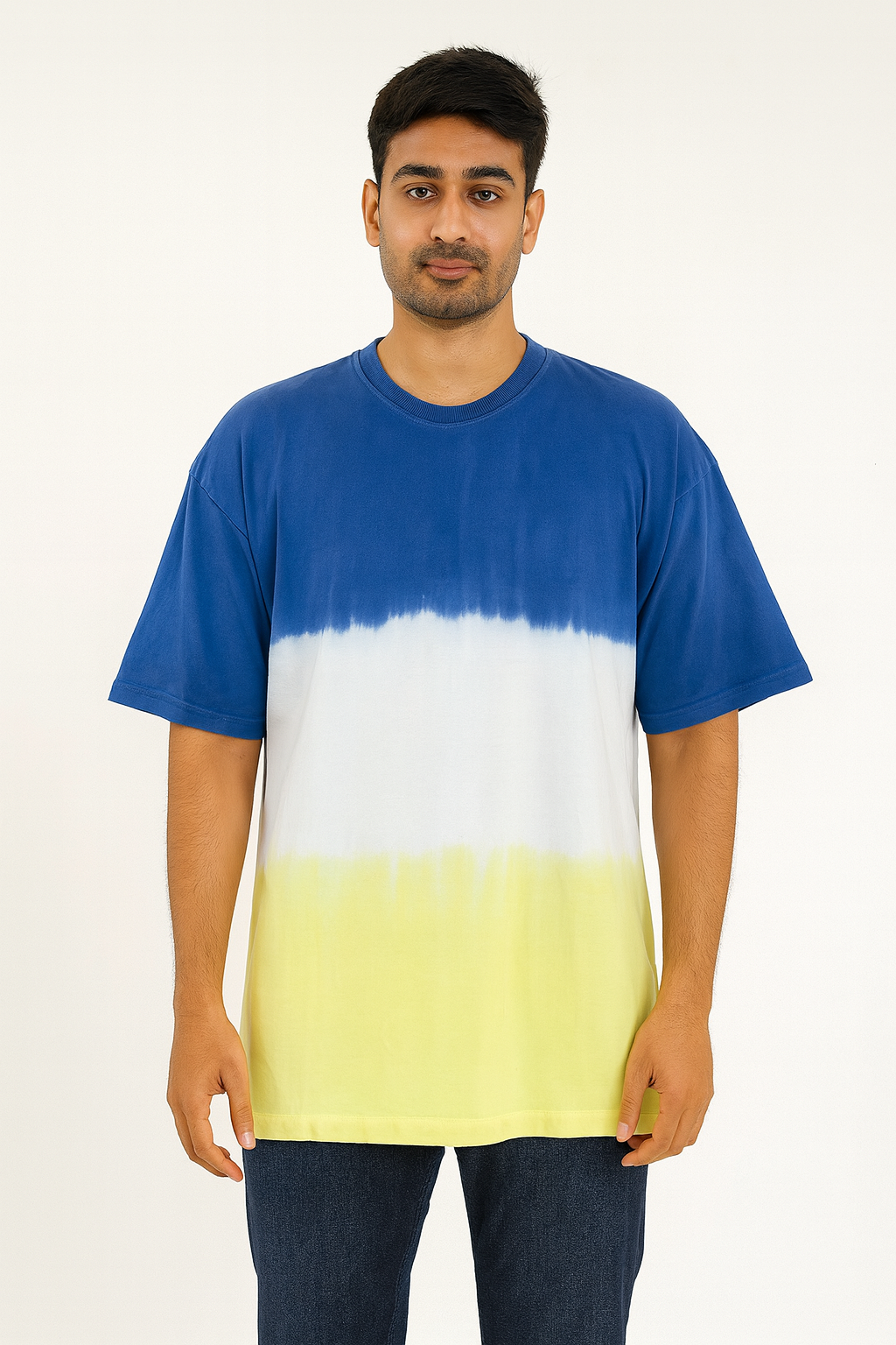 Avenster Color Splash Multicolor & White Tie-Dye Oversized Tee