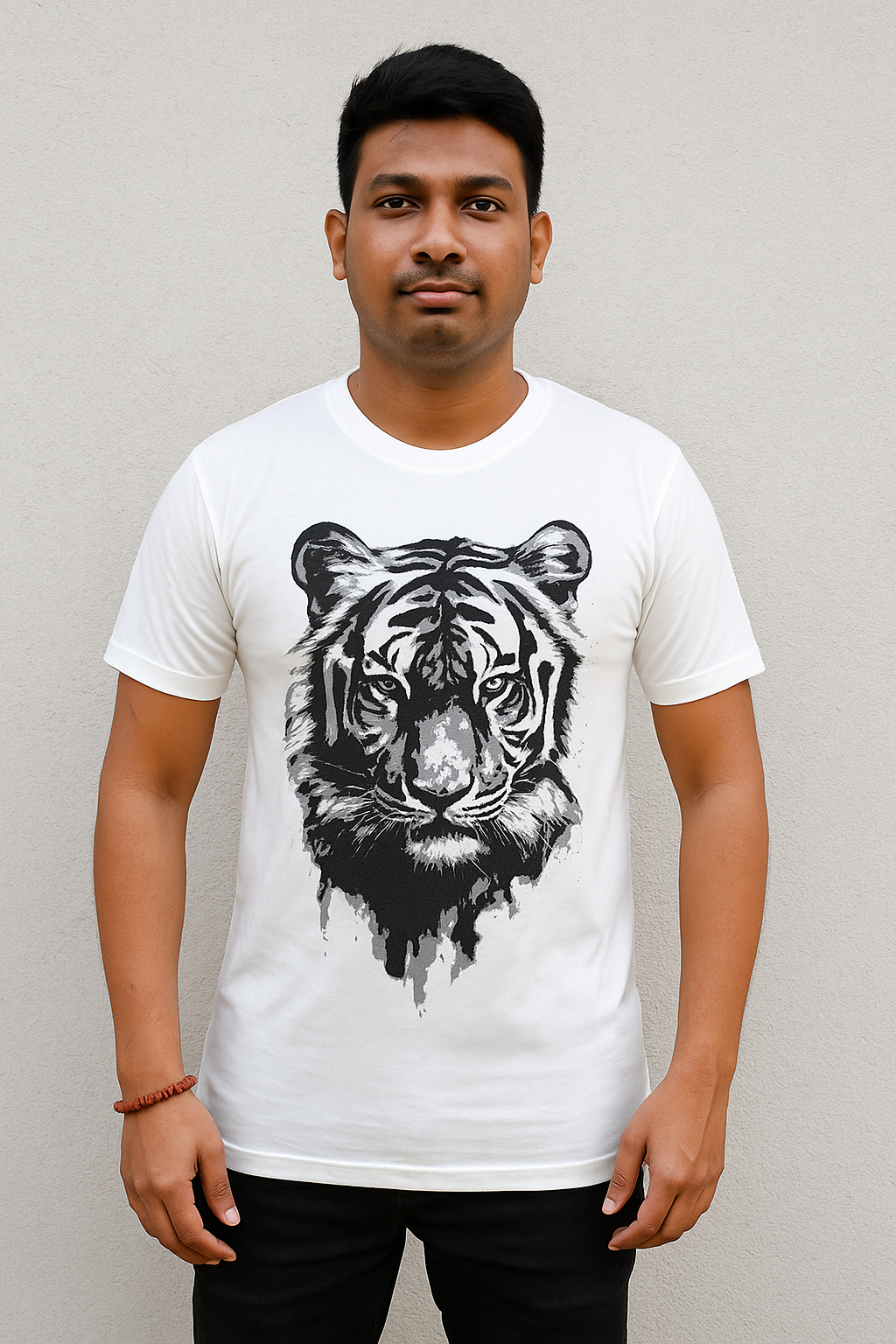 Avenster Premium Regular Fit Printed T-Shirt – White