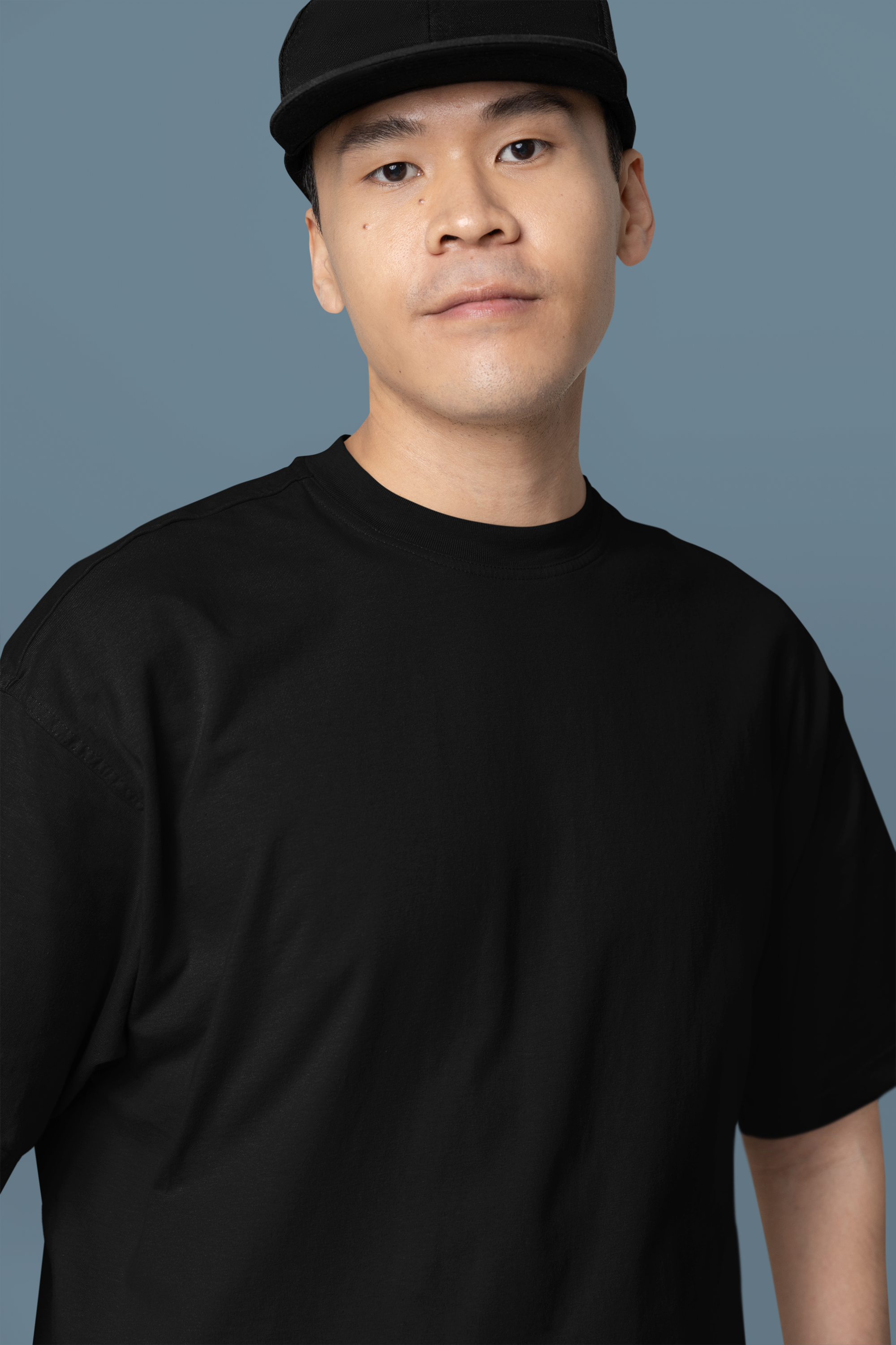 Avenster Black Oversized Cotton T-Shirt – French Terry, 240 GSM