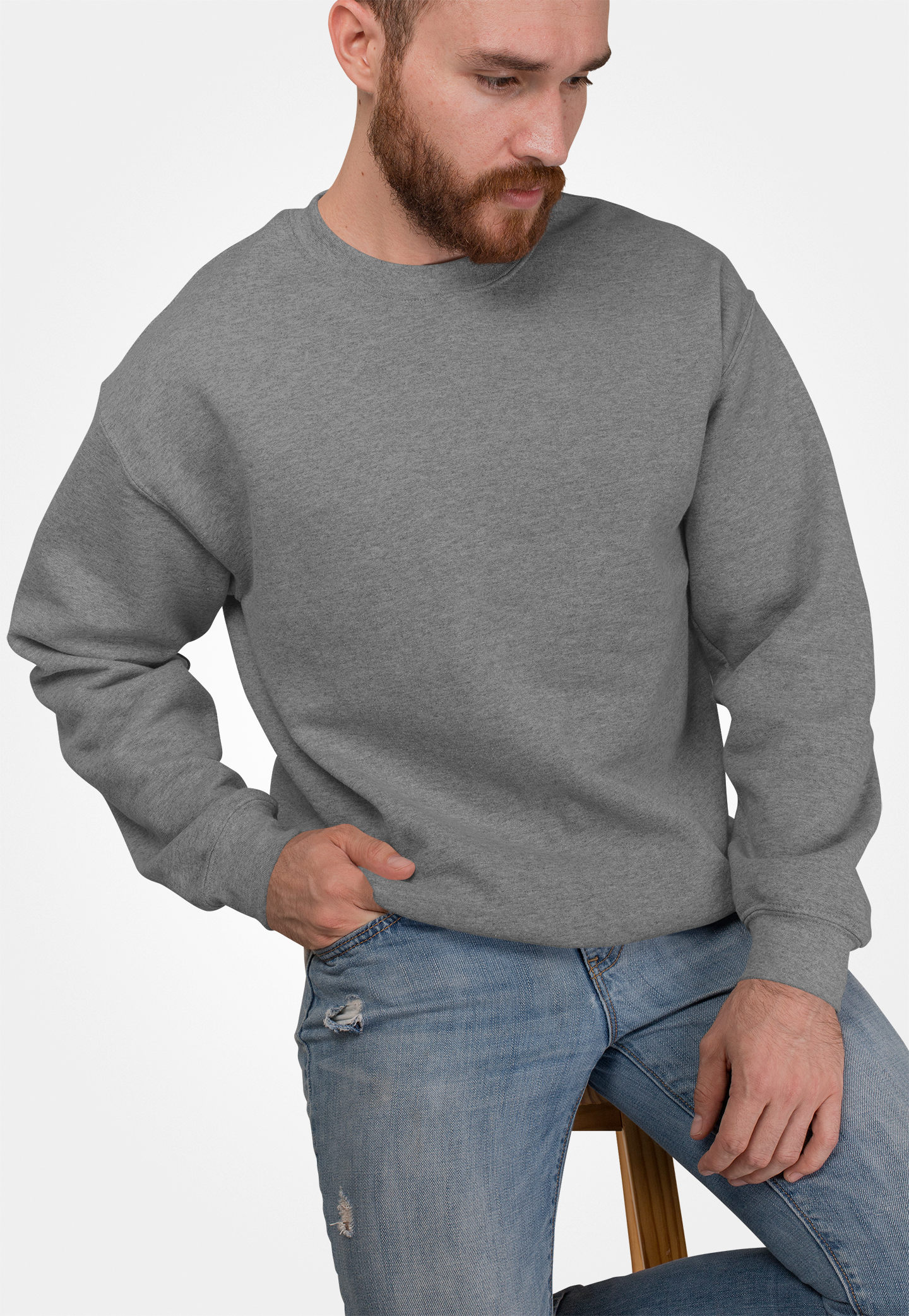 Avenster Dark Charcoal Melange Cotton Sweatshirt – Brushed French Terry, 280 GSM