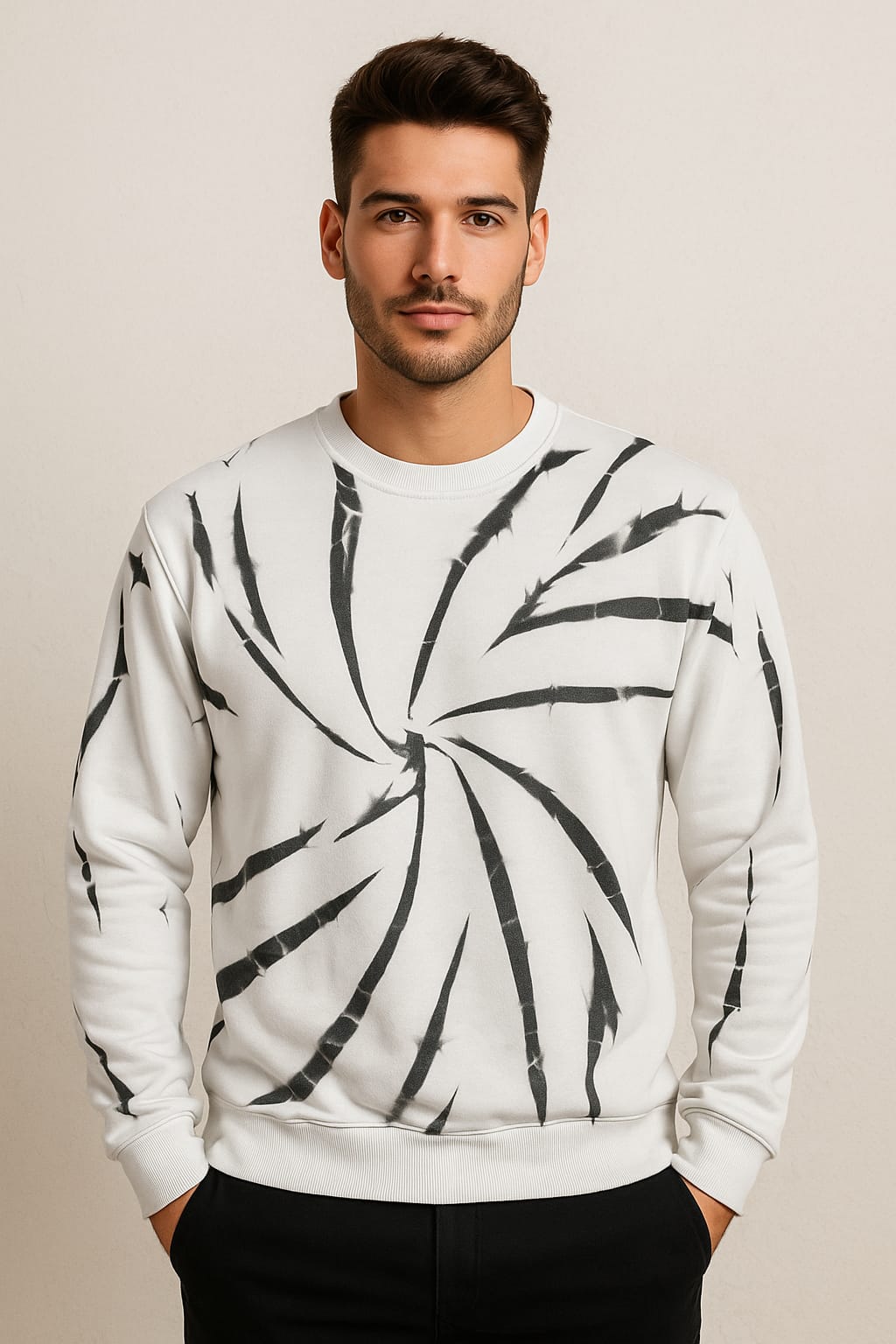 Avenster Acid washed Sweatshirt 240 GSM (White)