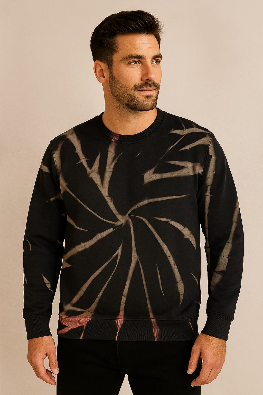 Avenster Acid washed Sweatshirt 240 GSM (Black)