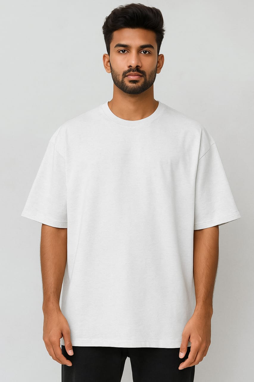 Oversized 300 GSM Plain T-Shirt | Heavyweight Premium Streetwear Tee (White)