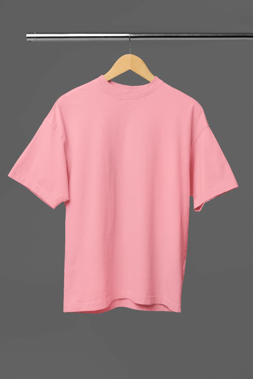 Oversized 300 GSM Plain T-Shirt | Heavyweight Premium Streetwear Tee (Pink)