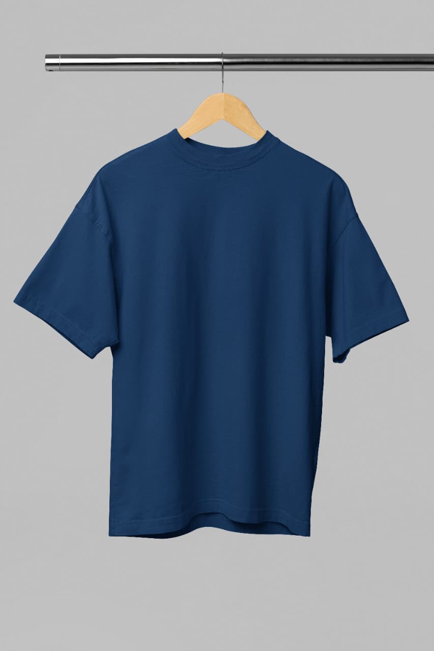 A Oversized 300 GSM Plain T-Shirt | Heavyweight Premium Streetwear Tee (Dark Blue)