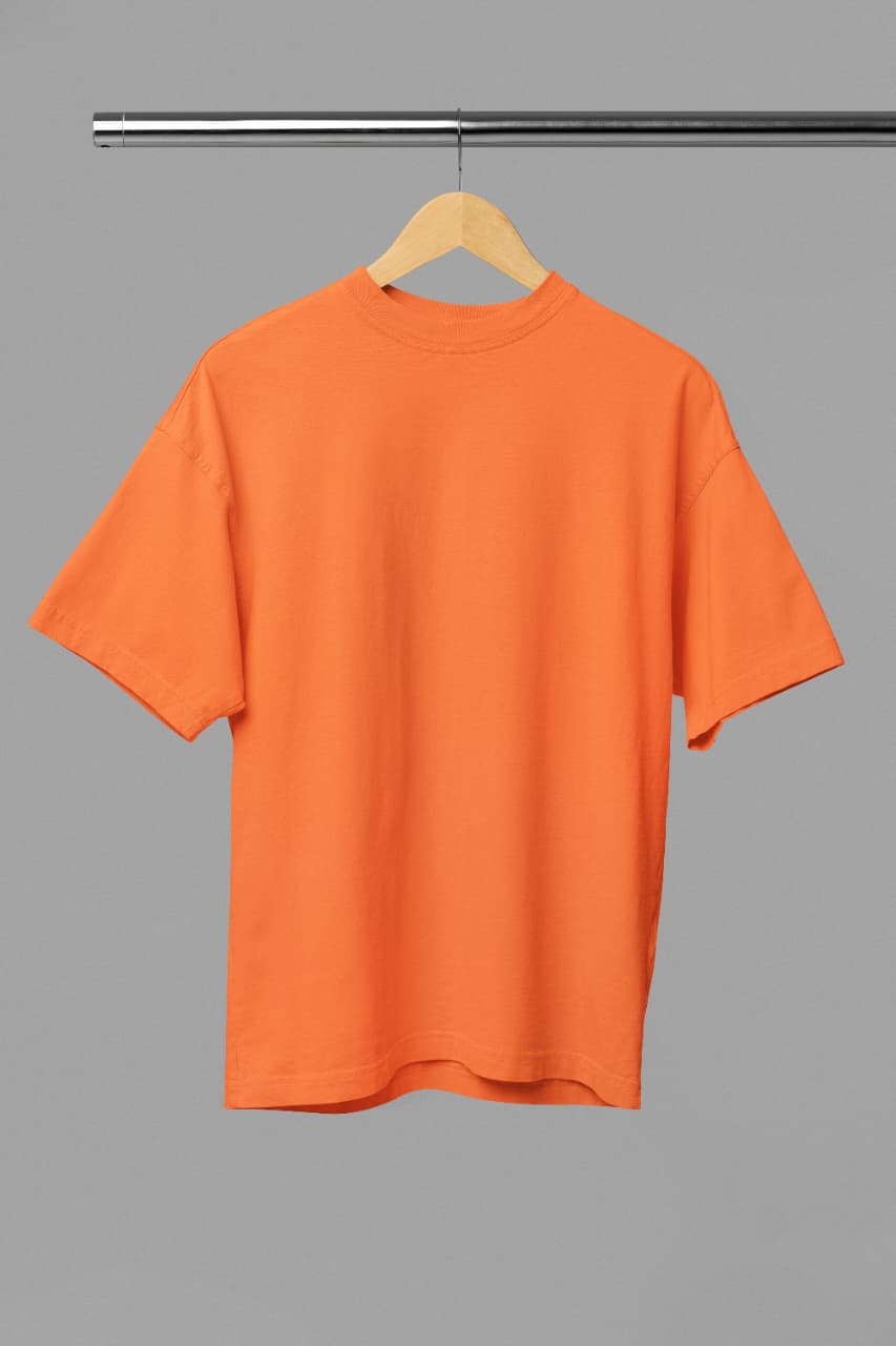 Oversized 300 GSM Plain T-Shirt | Heavyweight Premium Streetwear Tee (Orange)