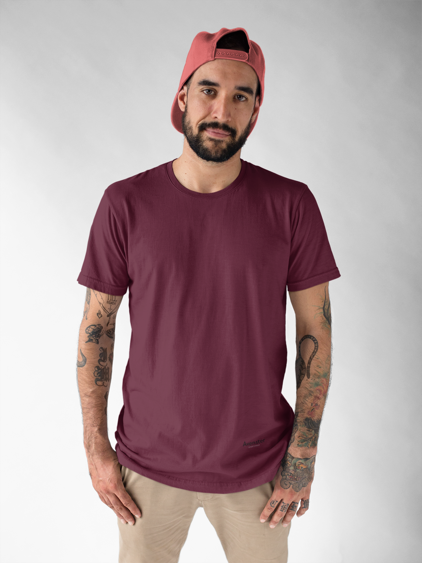 Avenster Maroon Unisex Solid Cotton Crew Neck T-shirt (No Print or Logo)