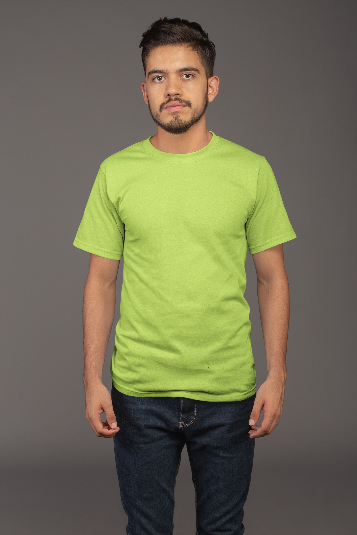 Avenster Neon Green Unisex Solid Cotton Crew Neck T-shirt (No Print or Logo)