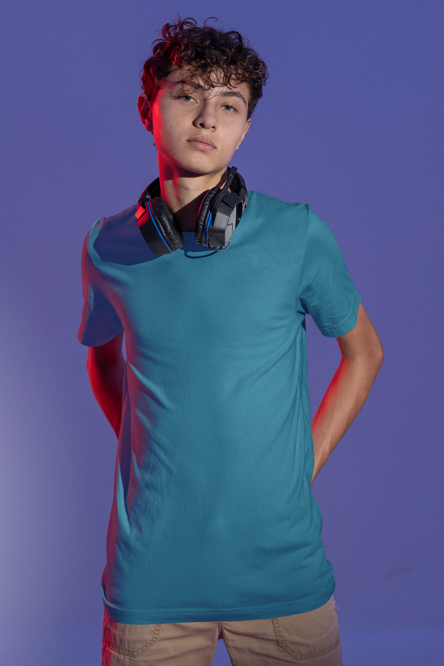 Avenster Petrol Green Unisex Solid Cotton Crew Neck T-shirt (No Print or Logo)