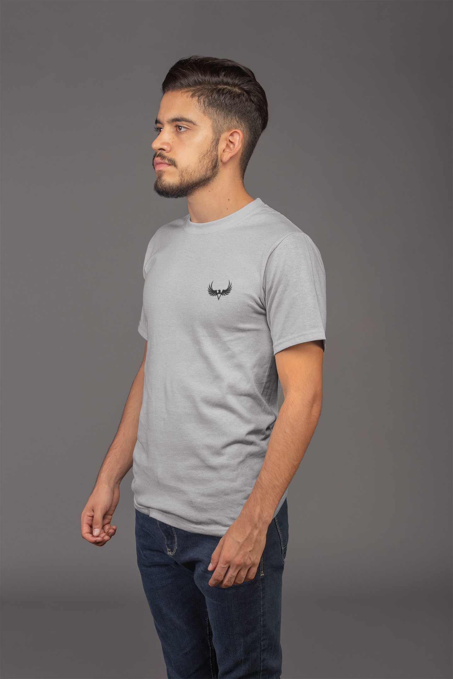 Avenster Grey T-shirt with Cartoon Graphic Design