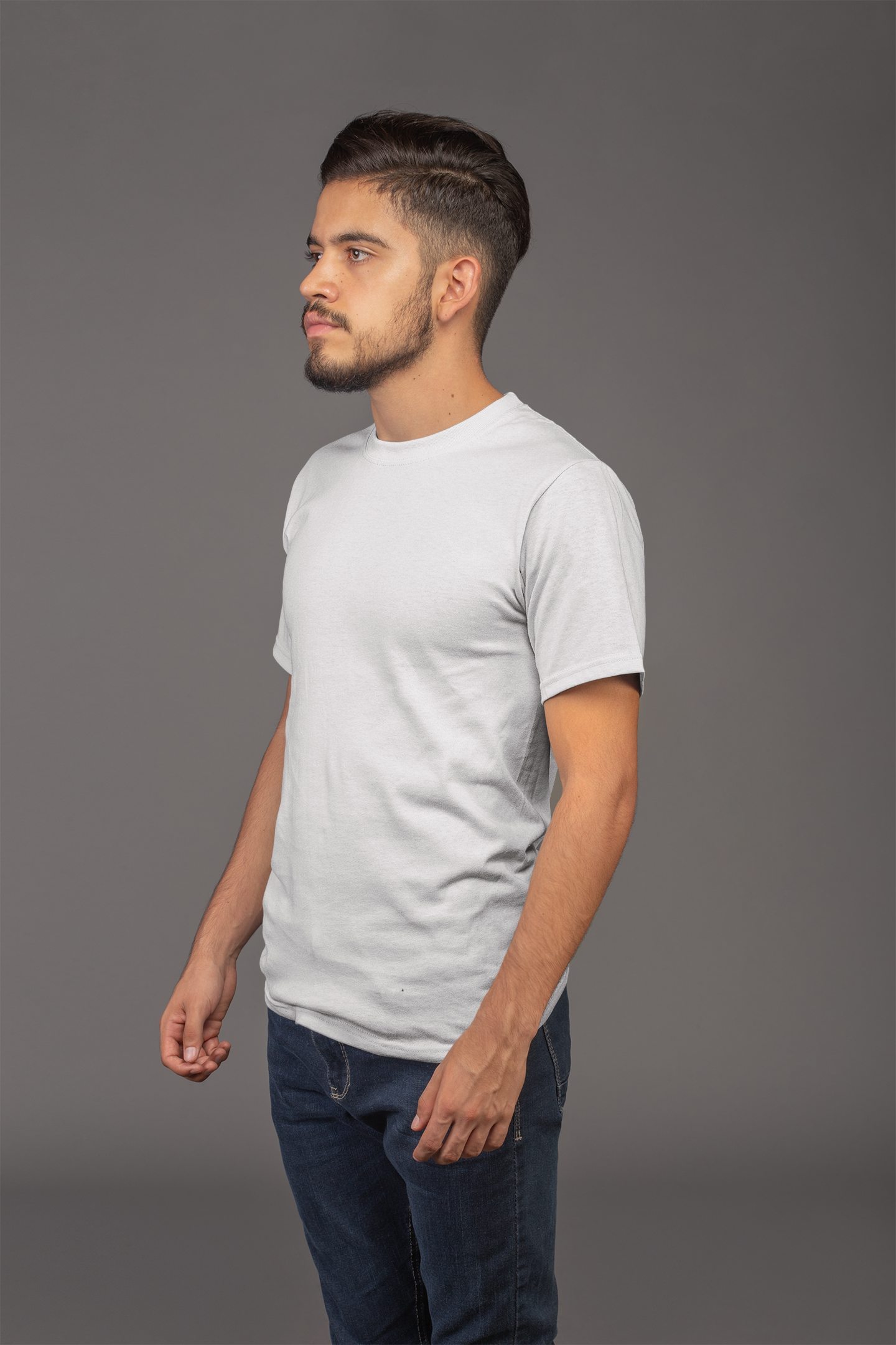 Avenster Light Grey Unisex Solid Cotton Crew Neck T-shirt (No Print or Logo)