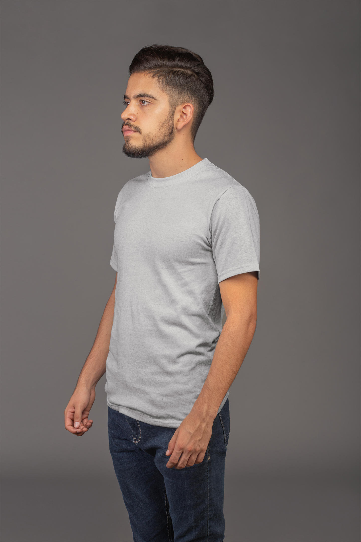 Avenster Grey Unisex Solid Cotton Crew Neck T-shirt (No Print or Logo)