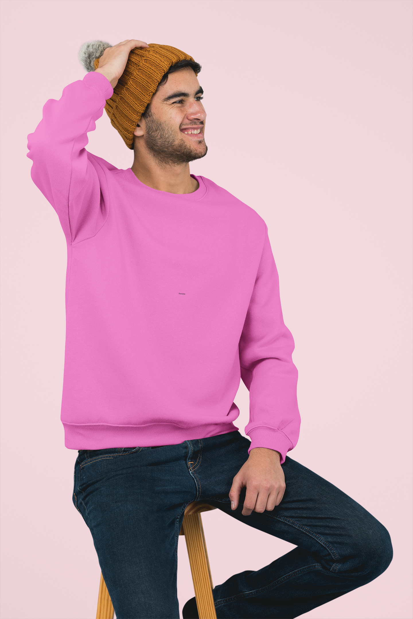 Avenster Solid Pink Cotton Sweatshirt