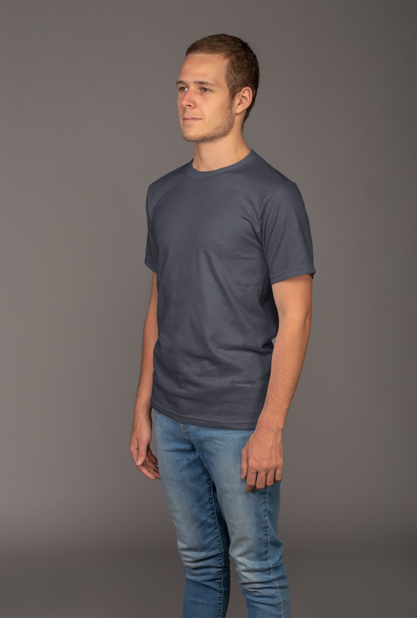 Avenster Dark Grey Unisex Solid Cotton Crew Neck T-shirt (No Print or Logo)